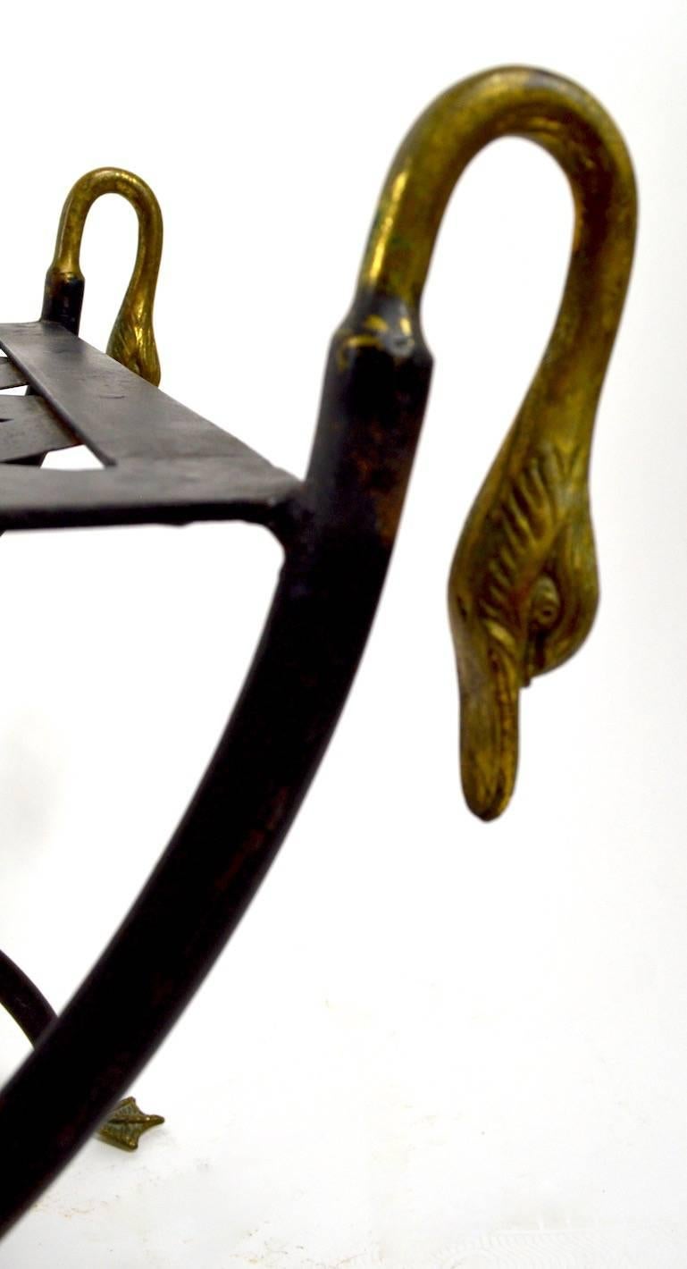 Classical Swan Head Brass and Iron Bench In Good Condition In New York, NY