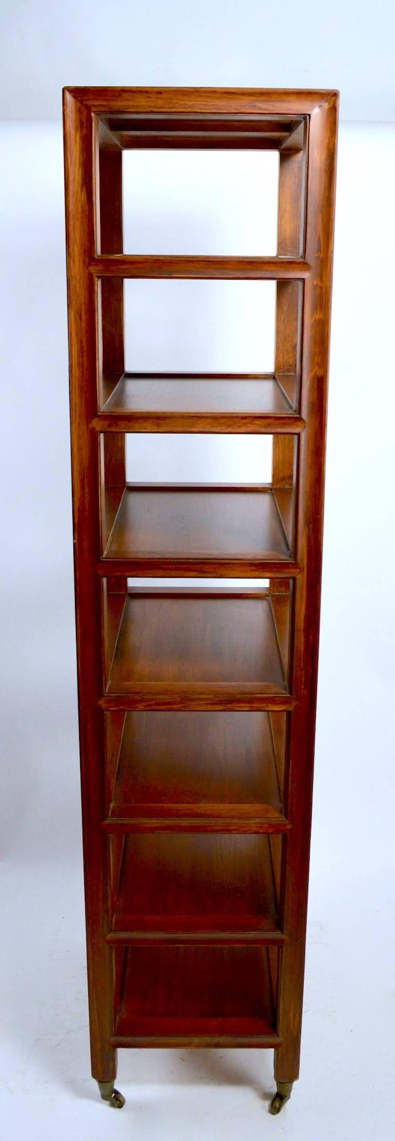 American Solid Wood Etagere on Brass Wheel Coasters