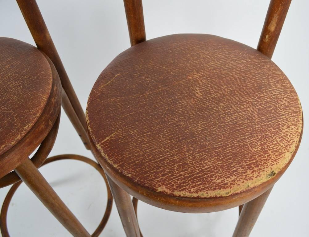 Vienna Secession Pair Bentwood Czechoslovakian Stools Attributed to Thonet