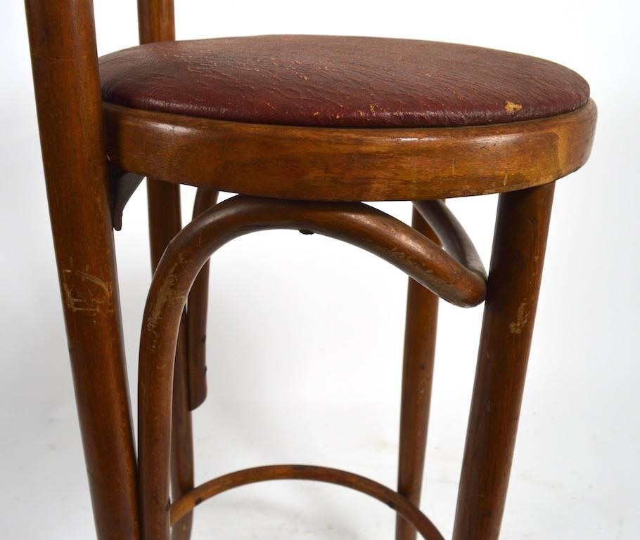 Pair Bentwood Czechoslovakian Stools Attributed to Thonet 4