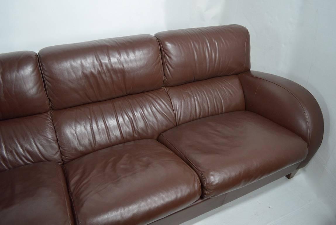 Large Leather Sofa by Poltrona Frau In Good Condition In New York, NY