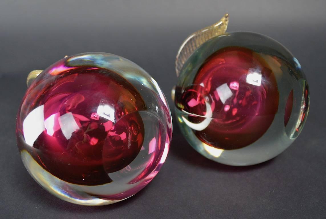 Murano Glass Fruit Bookends by Barbini In Excellent Condition In New York, NY