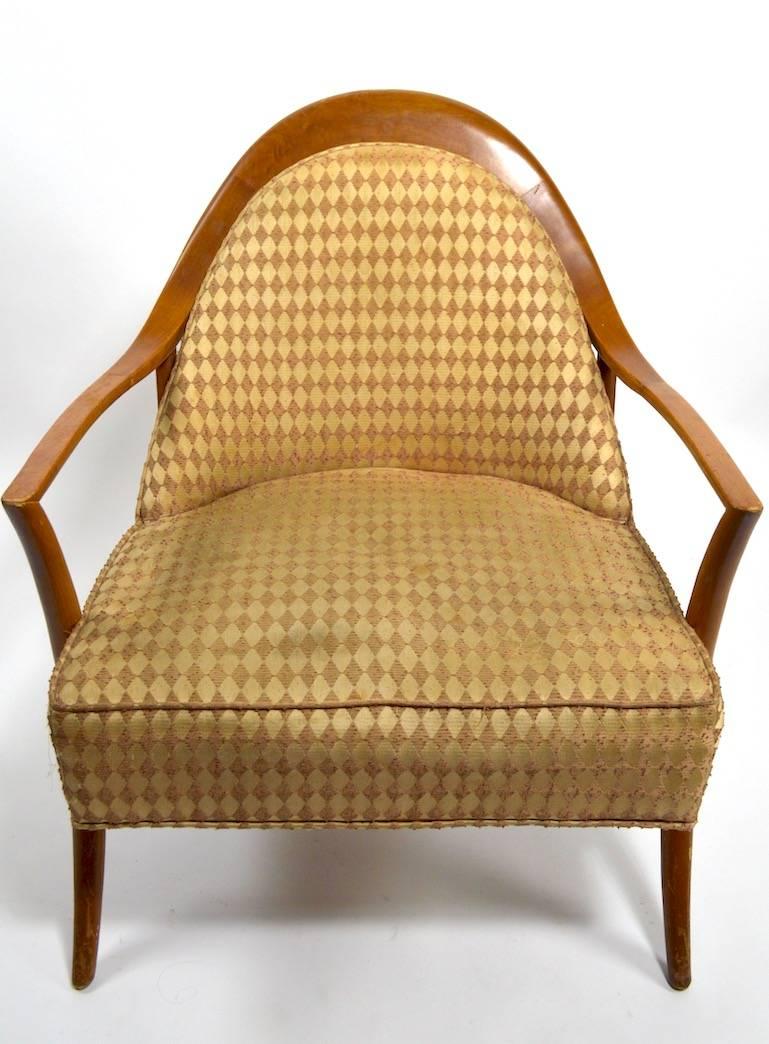 Rare Robsjohn Sabre Leg Lounge Chair In Good Condition In New York, NY