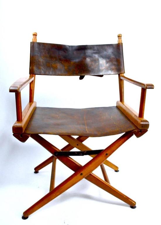 Pair of Folding Campaign Directors Chairs in Leather For Sale at 1stdibs