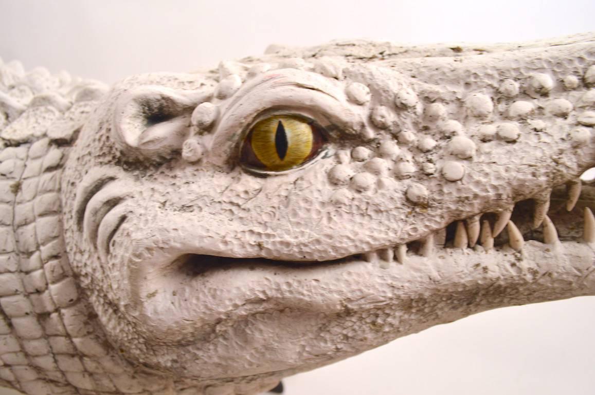 Mid-20th Century  Fiberglass Crocodile in White Paint Surface For Sale