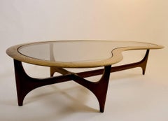 Large Free-Form Glass Top Coffee Table by Lane