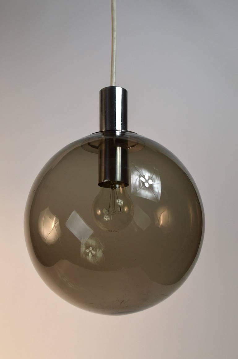 Smoked Glass Ball Fixture Attributed to Lightolier For Sale 1