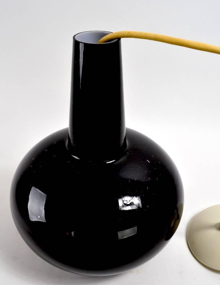 Mid-Century Modern Colored Glass Pendant by Prescolite Black 2 available  For Sale