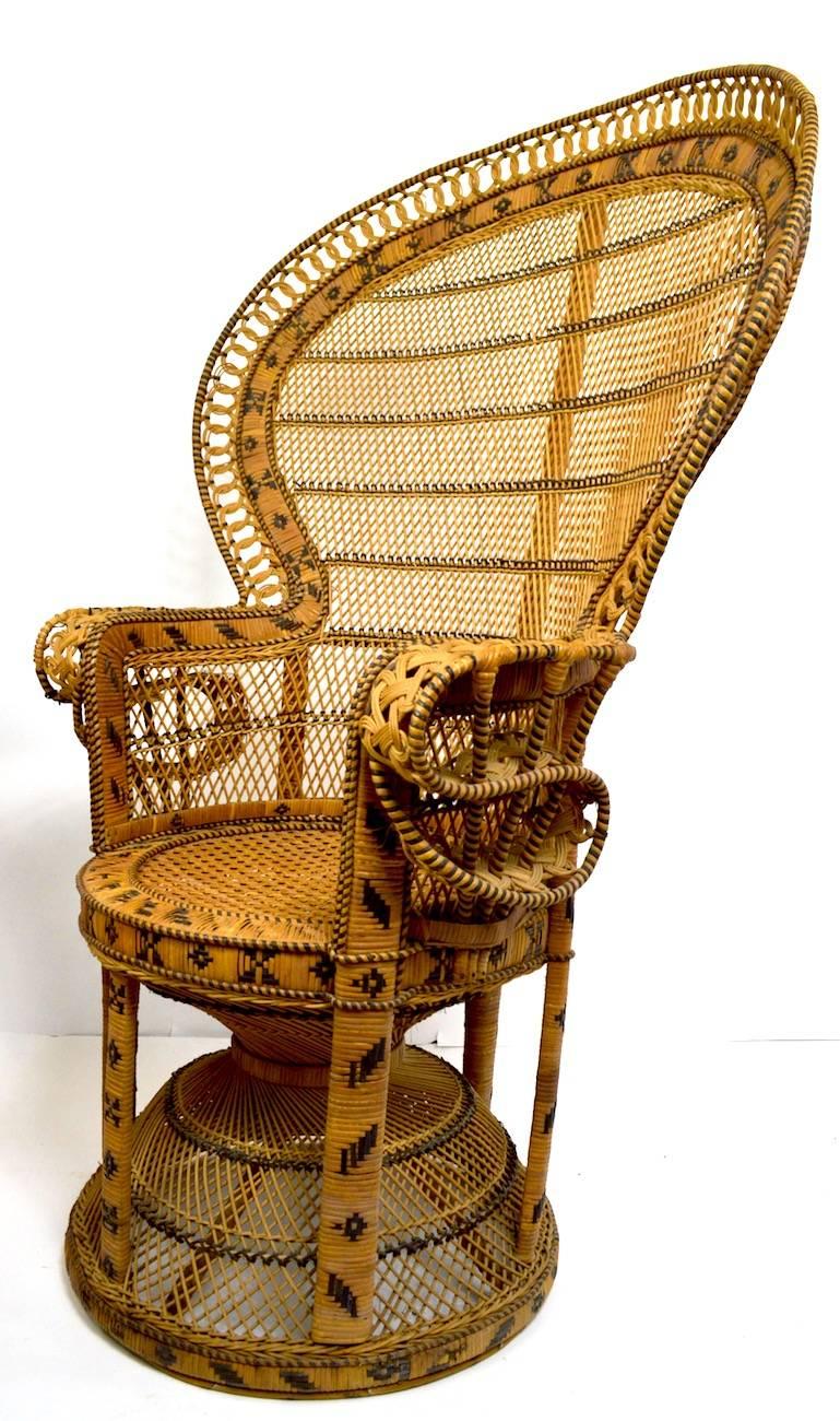 Mid-Century Modern Wicker Emmanuel Peacock Chair