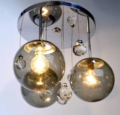 Chrome Lightolier Flush Mount Bubble Chandelier