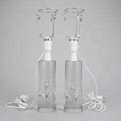 Rare Pair of Glass Table Lamps by Vicke Lindstrand, Sweden, 1950