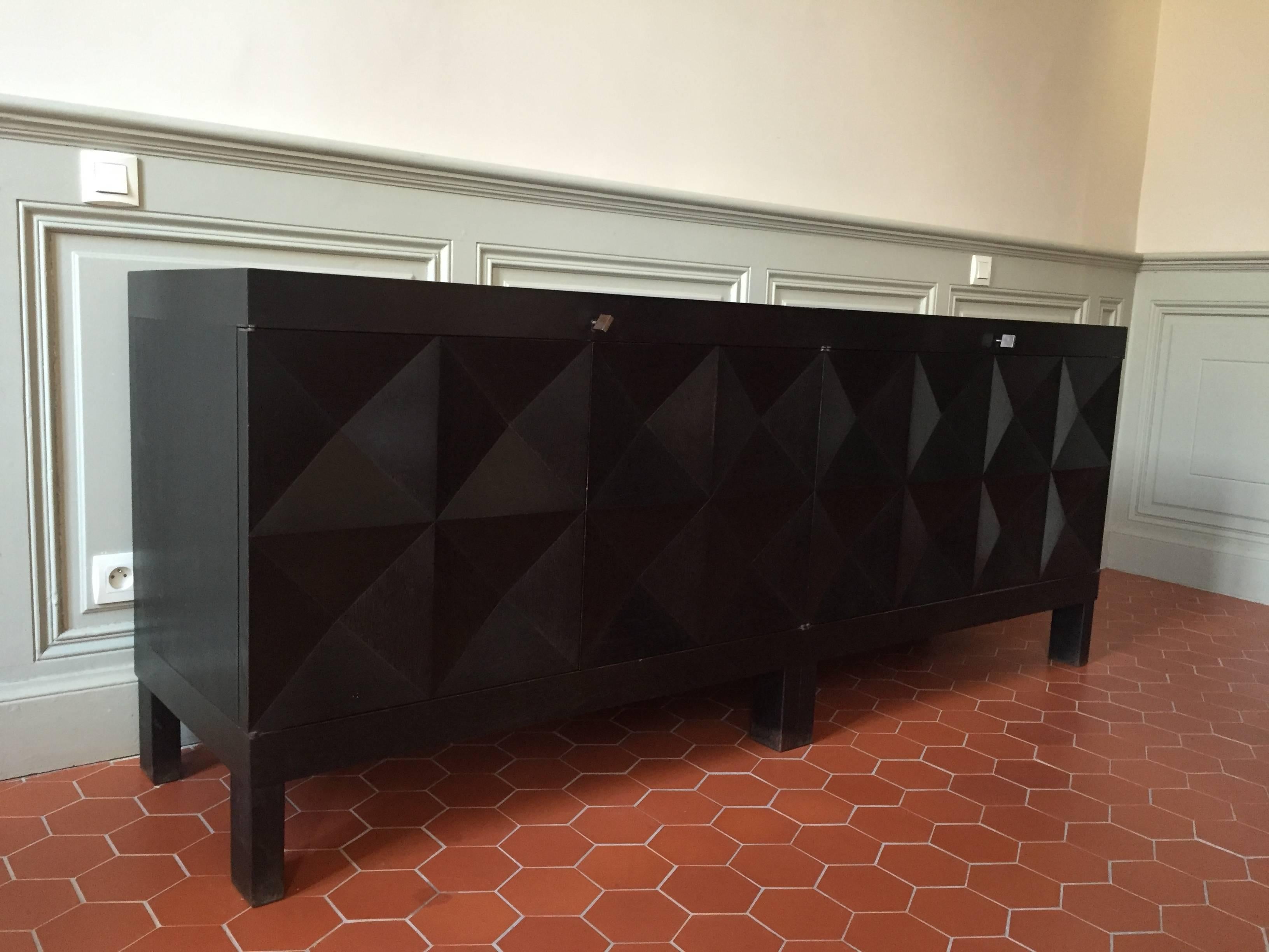 Belgian Black Credenza by De Coene, Belgium, circa 1970 For Sale