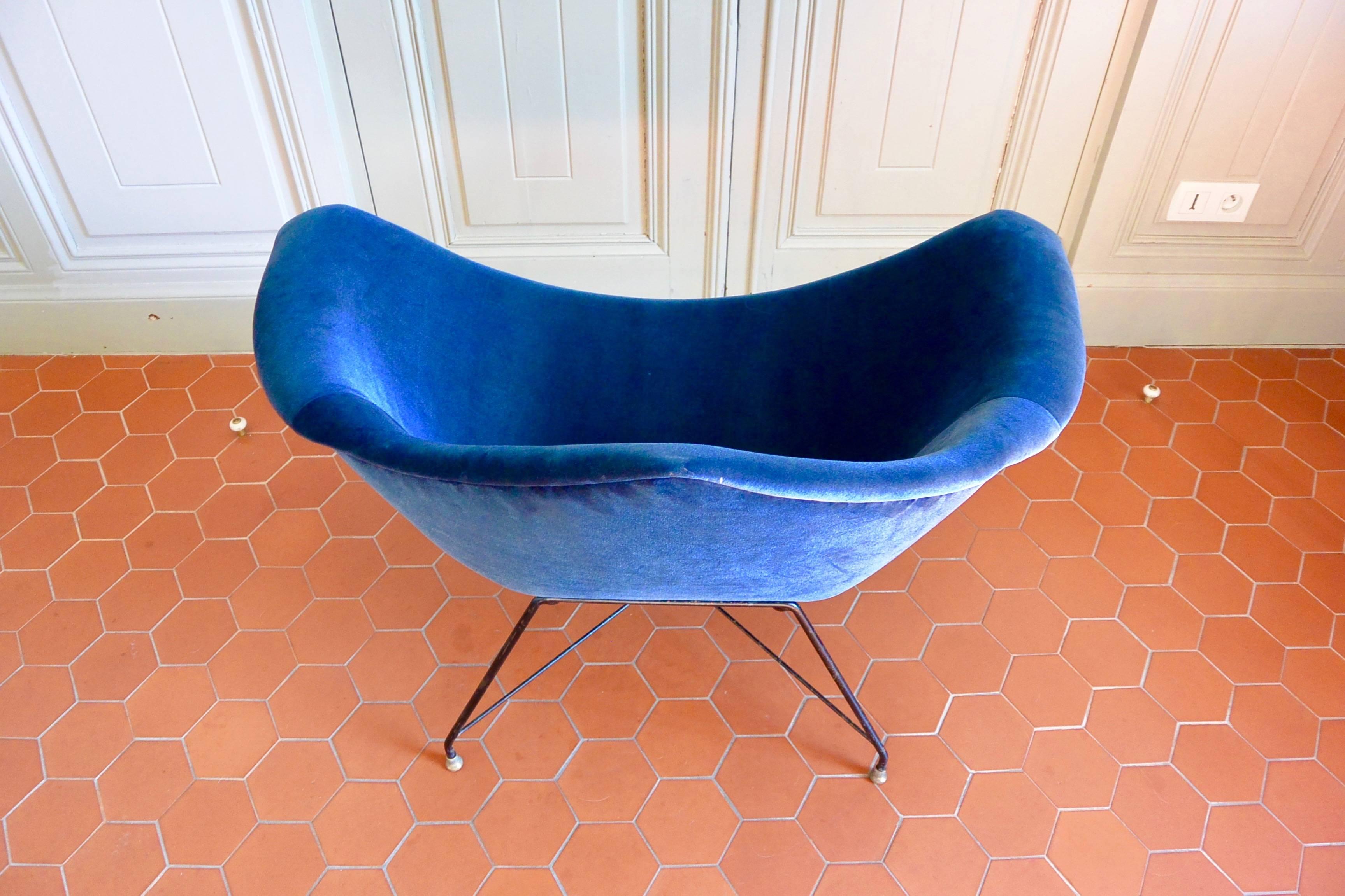 Italian Rare Pair of Lounge Chairs by Augusto Bozzi, Italy, circa 1958 For Sale