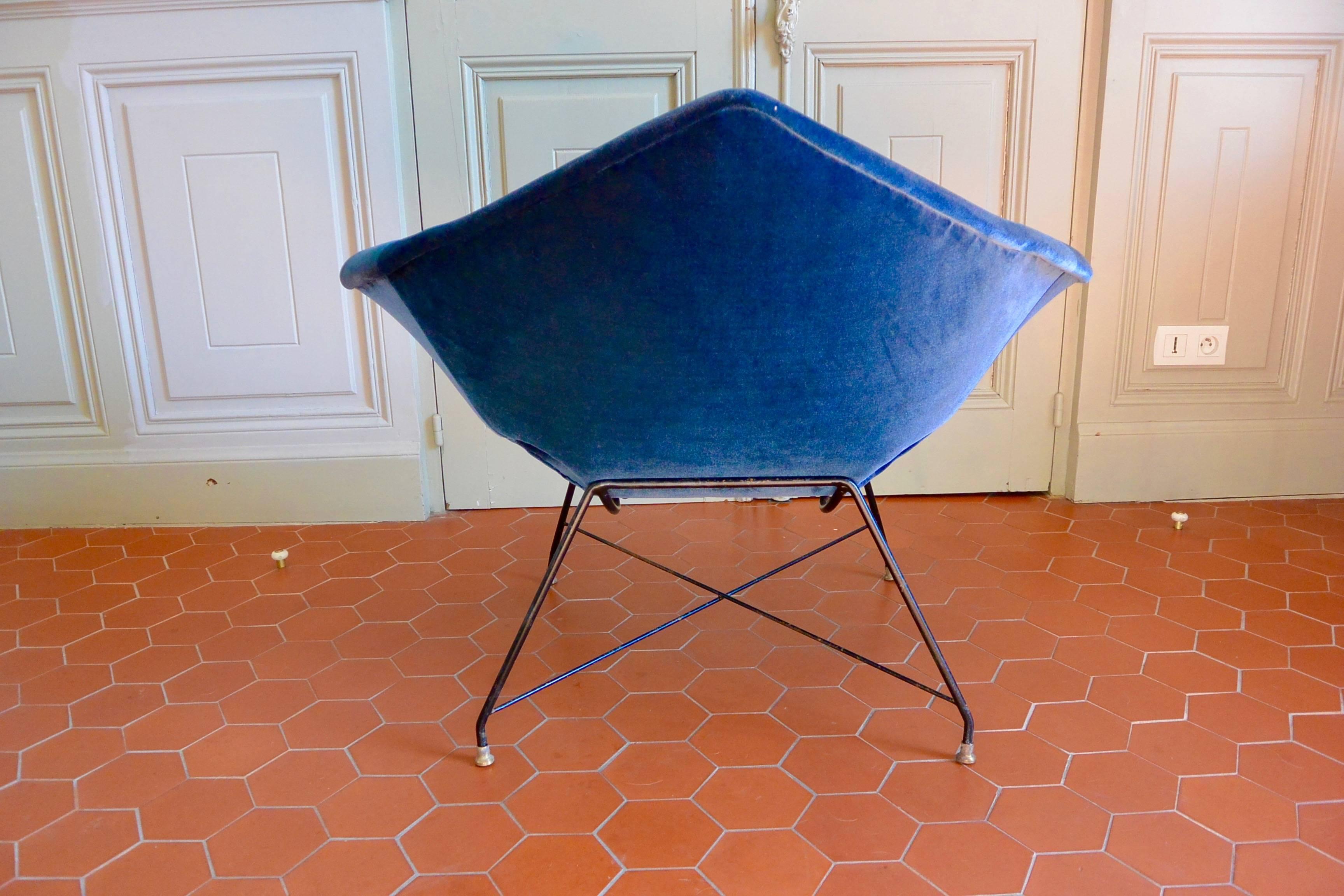 Rare Pair of Lounge Chairs by Augusto Bozzi, Italy, circa 1958 In Excellent Condition For Sale In Fuveau, Provence