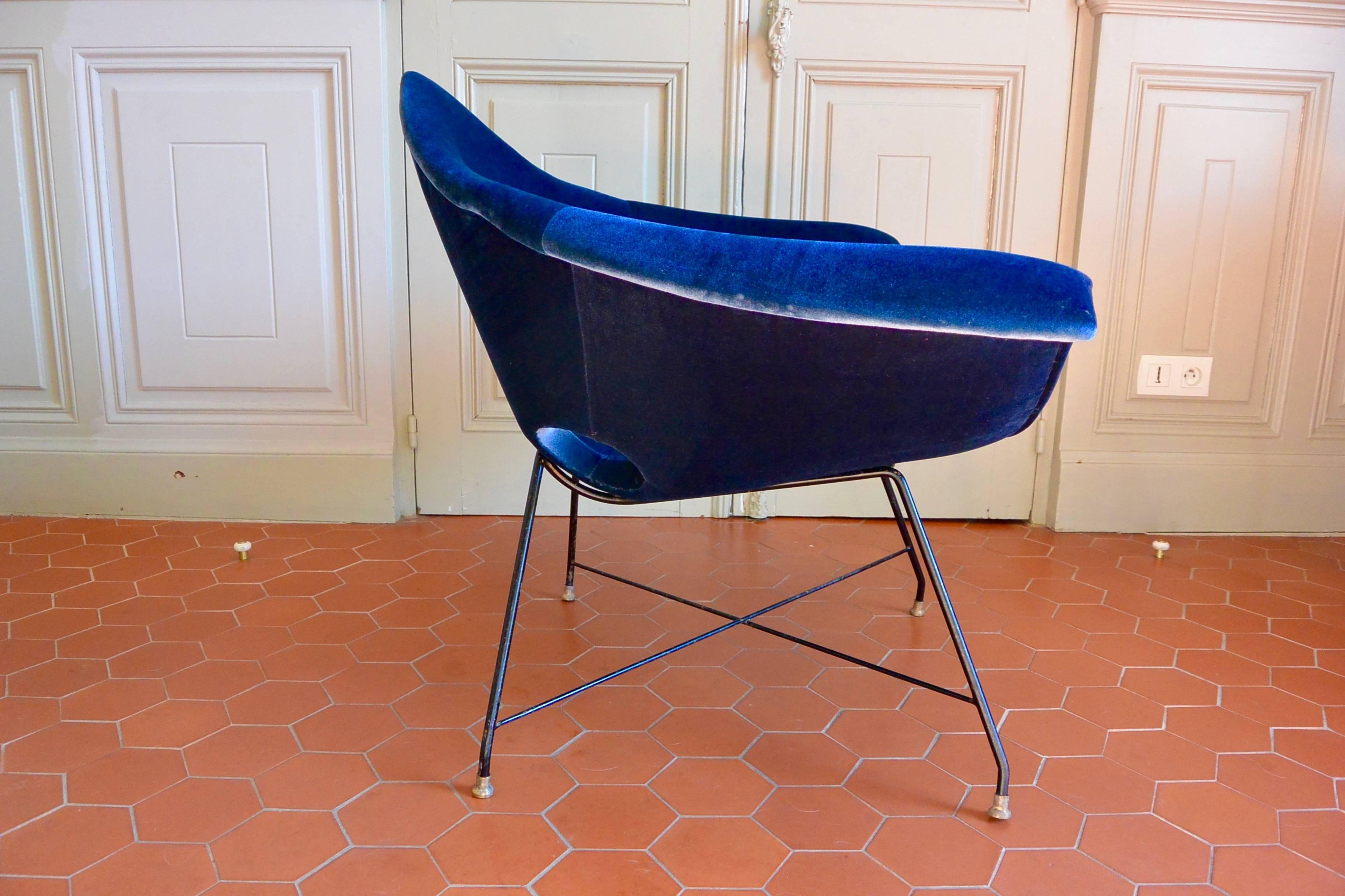 Modern Rare Pair of Lounge Chairs by Augusto Bozzi, Italy, circa 1958 For Sale