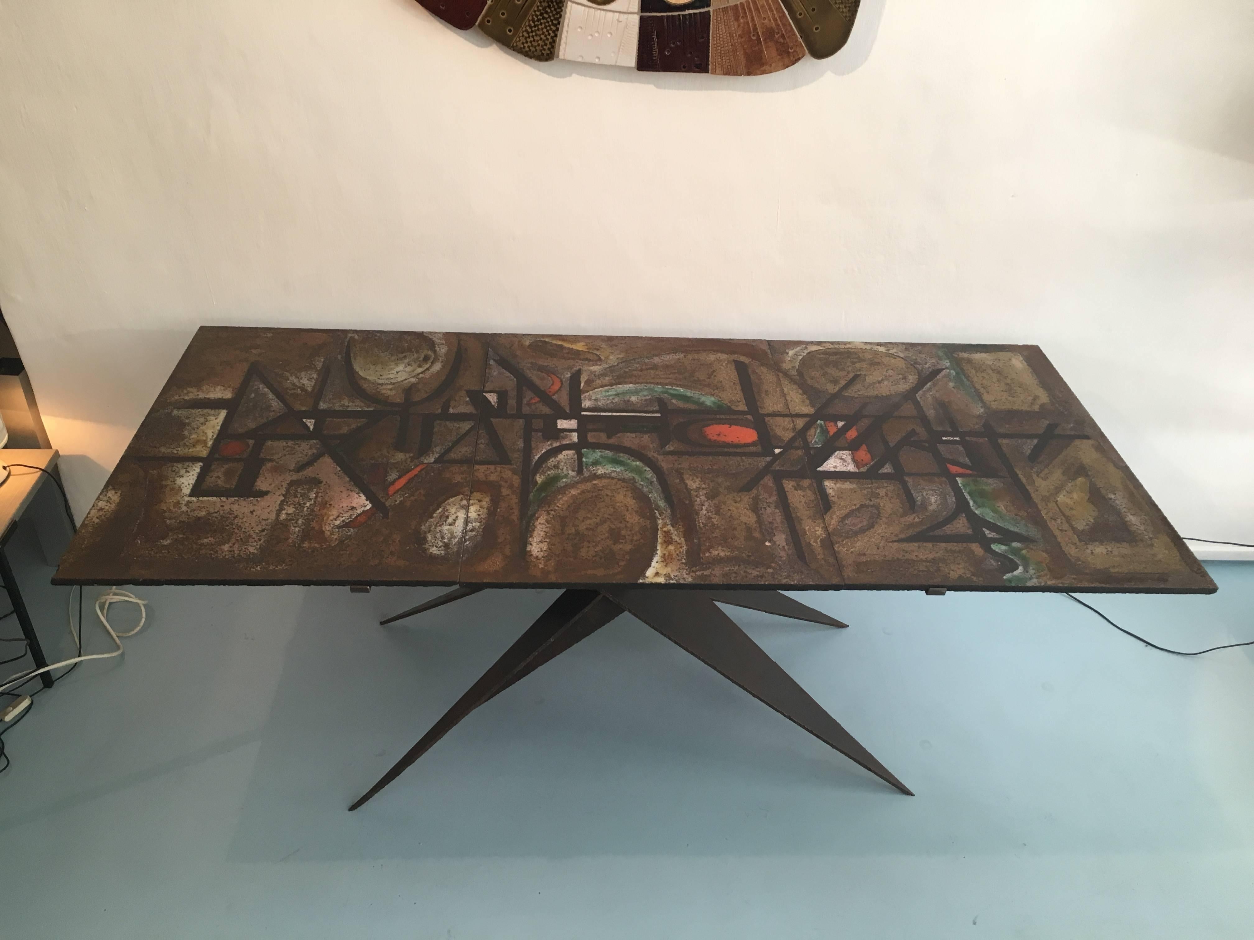 French Important Brutalist Table, France, circa 1950 For Sale