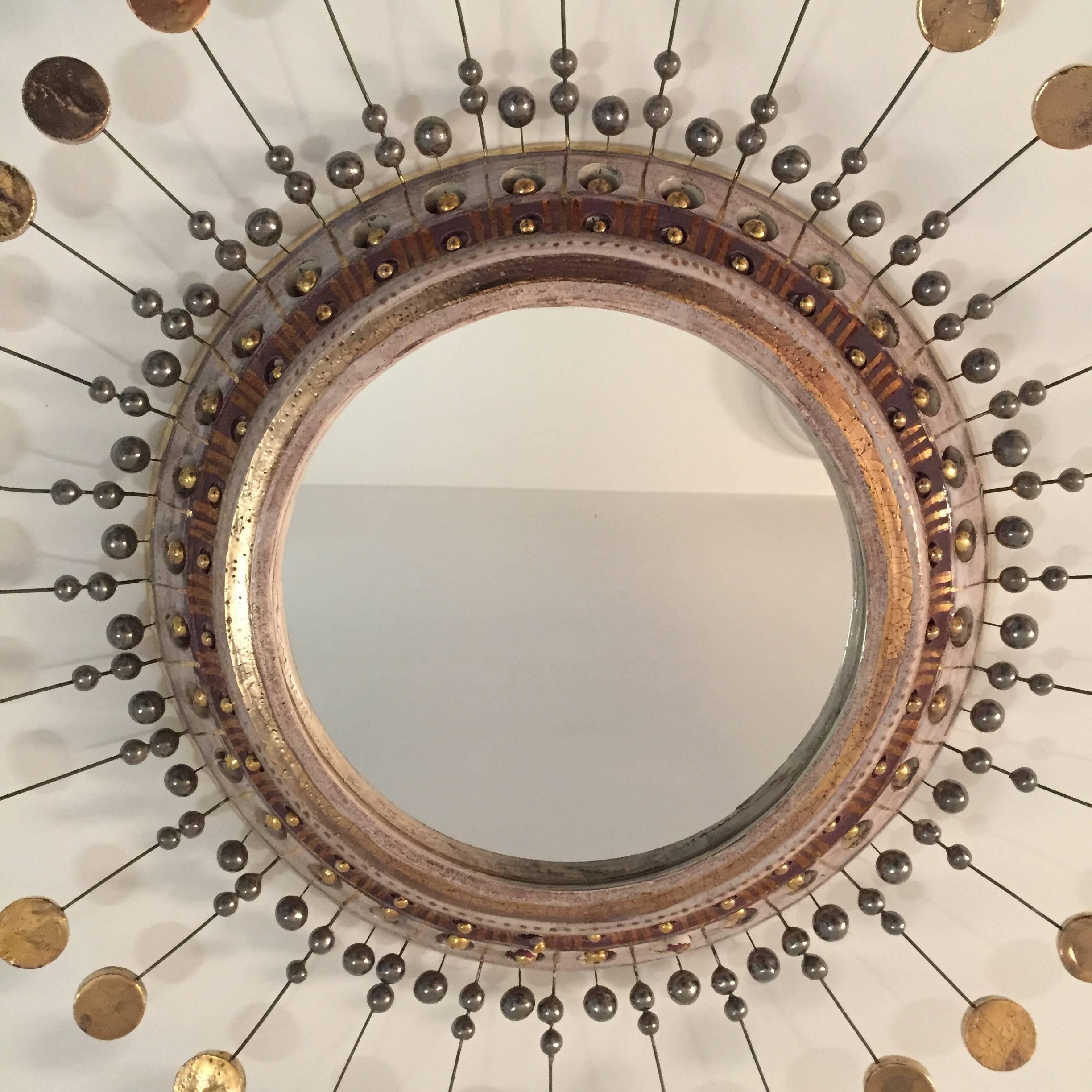 French Sunburst Mirror by Georges Pelletier, circa 1960
