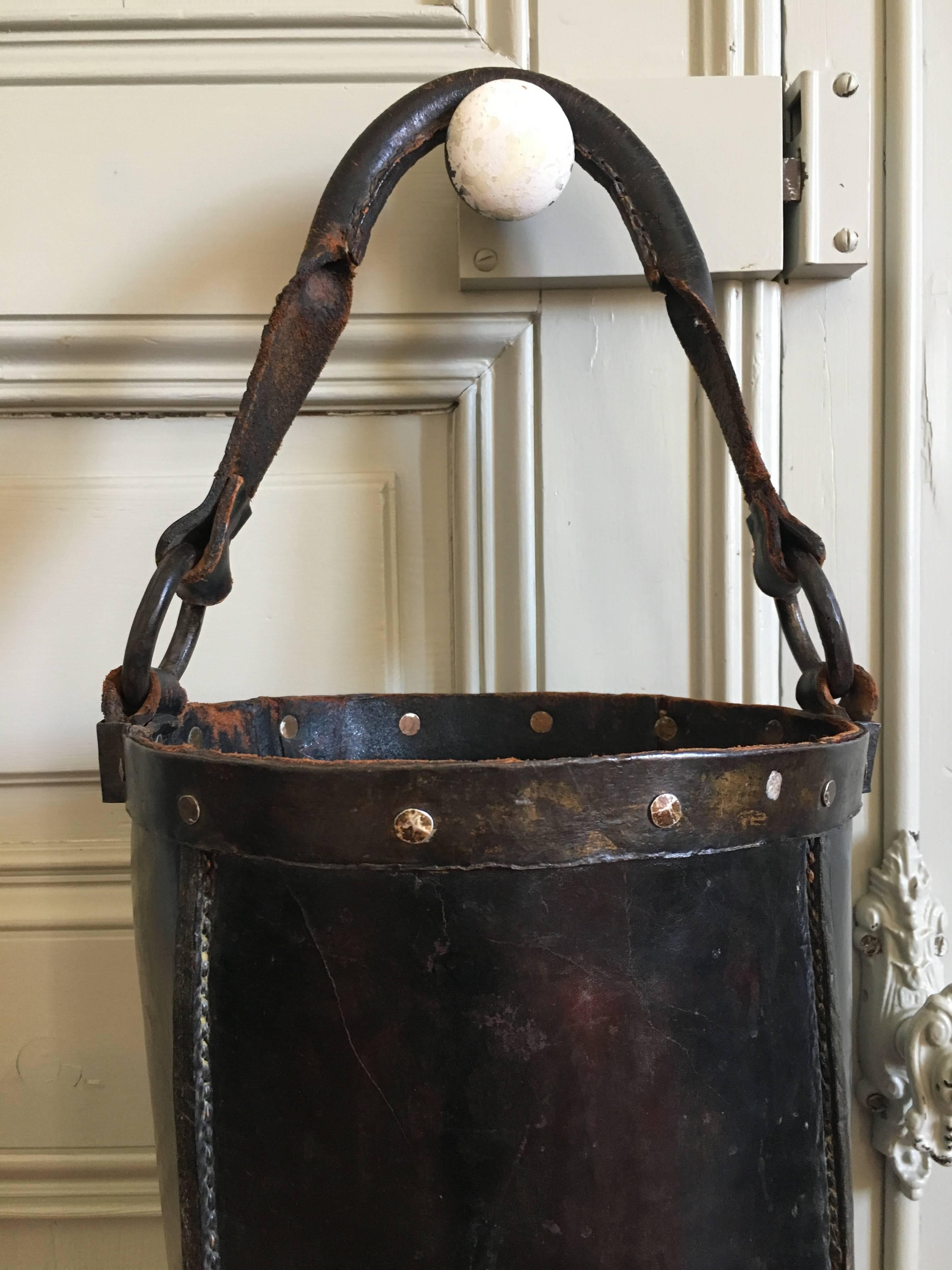 French Unusual Leather Umbrella Stand, France, circa 1850 For Sale