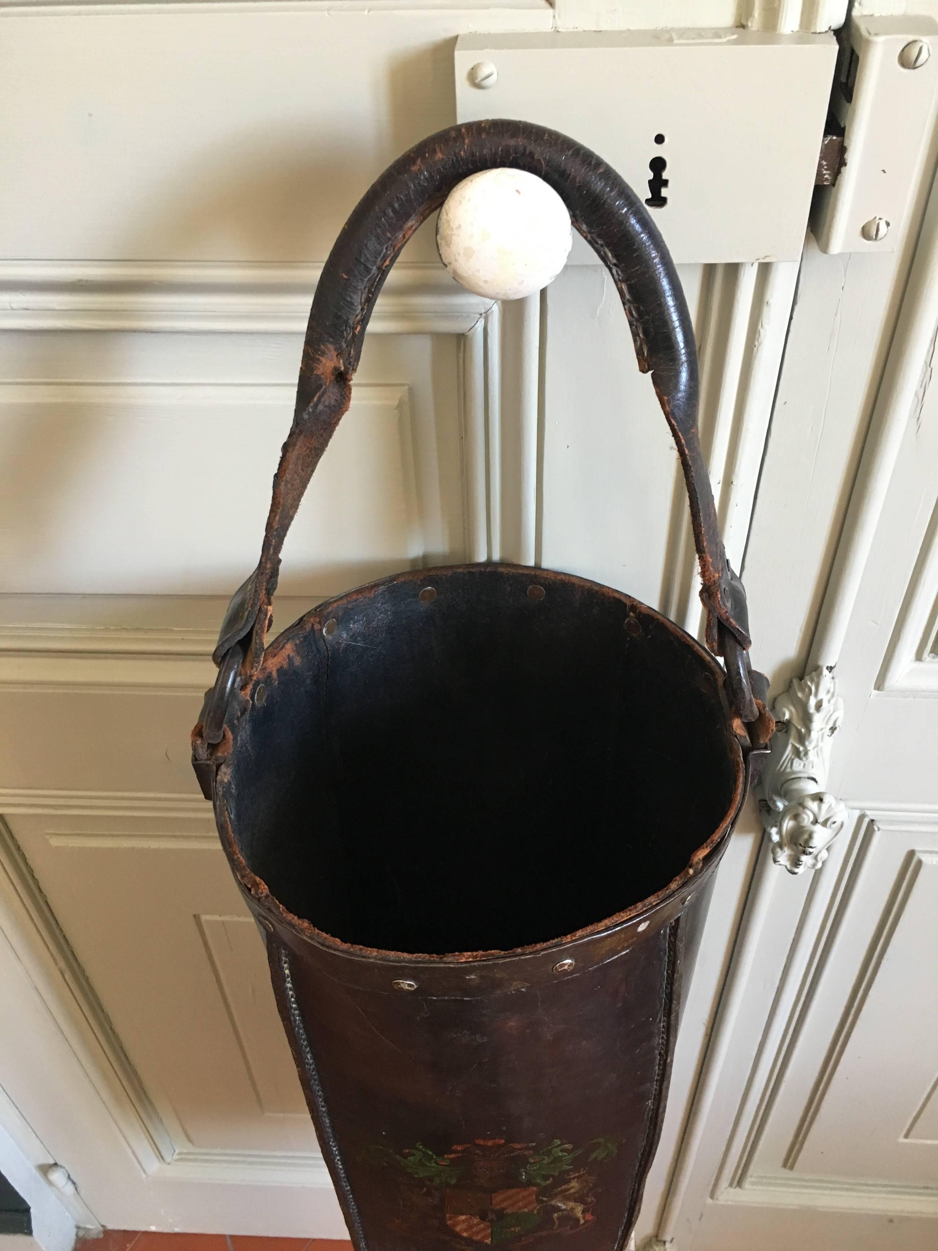 Unusual Leather Umbrella Stand, France, circa 1850 In Good Condition For Sale In Fuveau, Provence