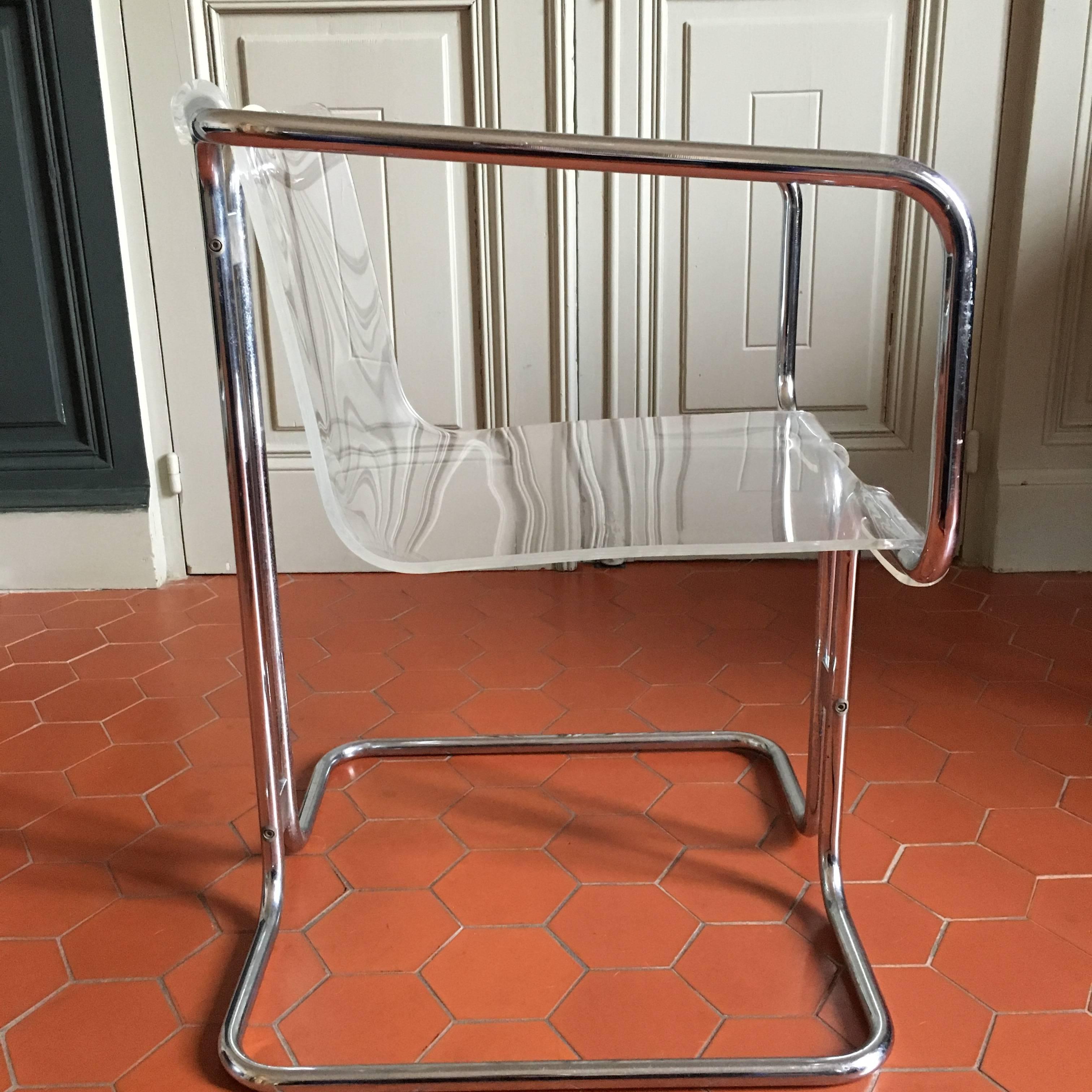 Italian Fabio Lenci Lucite Chairs, Italy, circa 1970 For Sale
