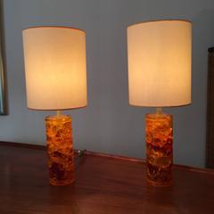 Pair of Fractal Resin Table Lamps, France, circa 1970