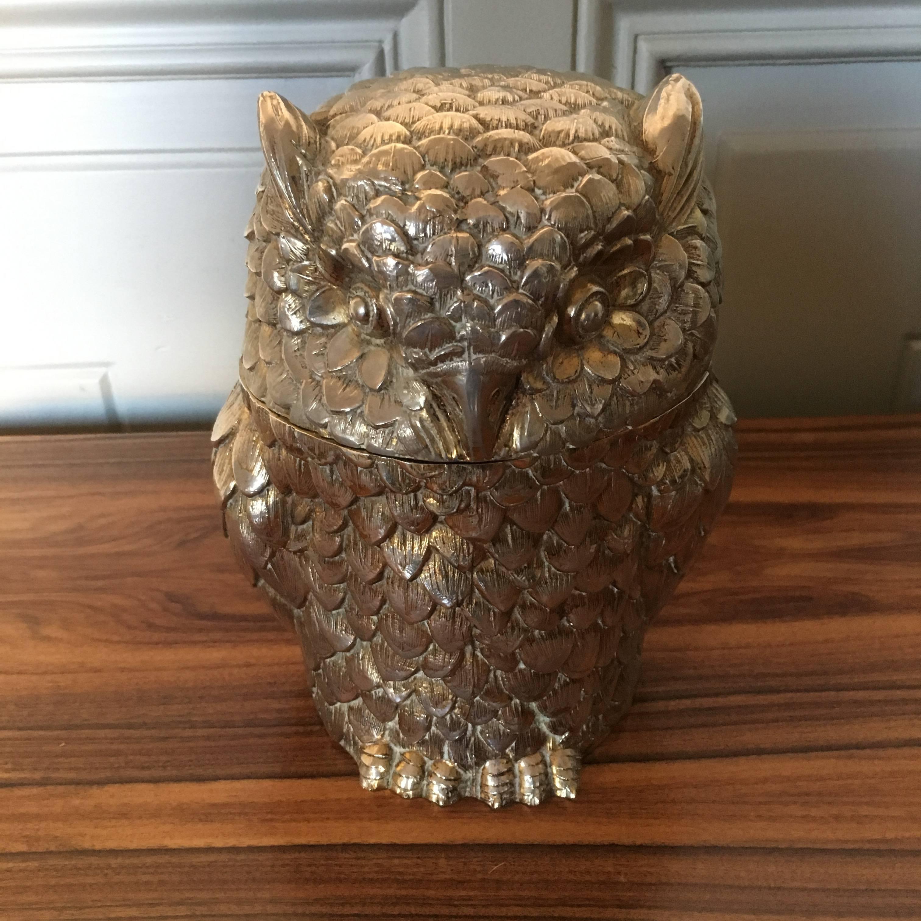 Mid-Century Modern Mauro Manetti Owl Ice Bucket, Italy, circa 1960