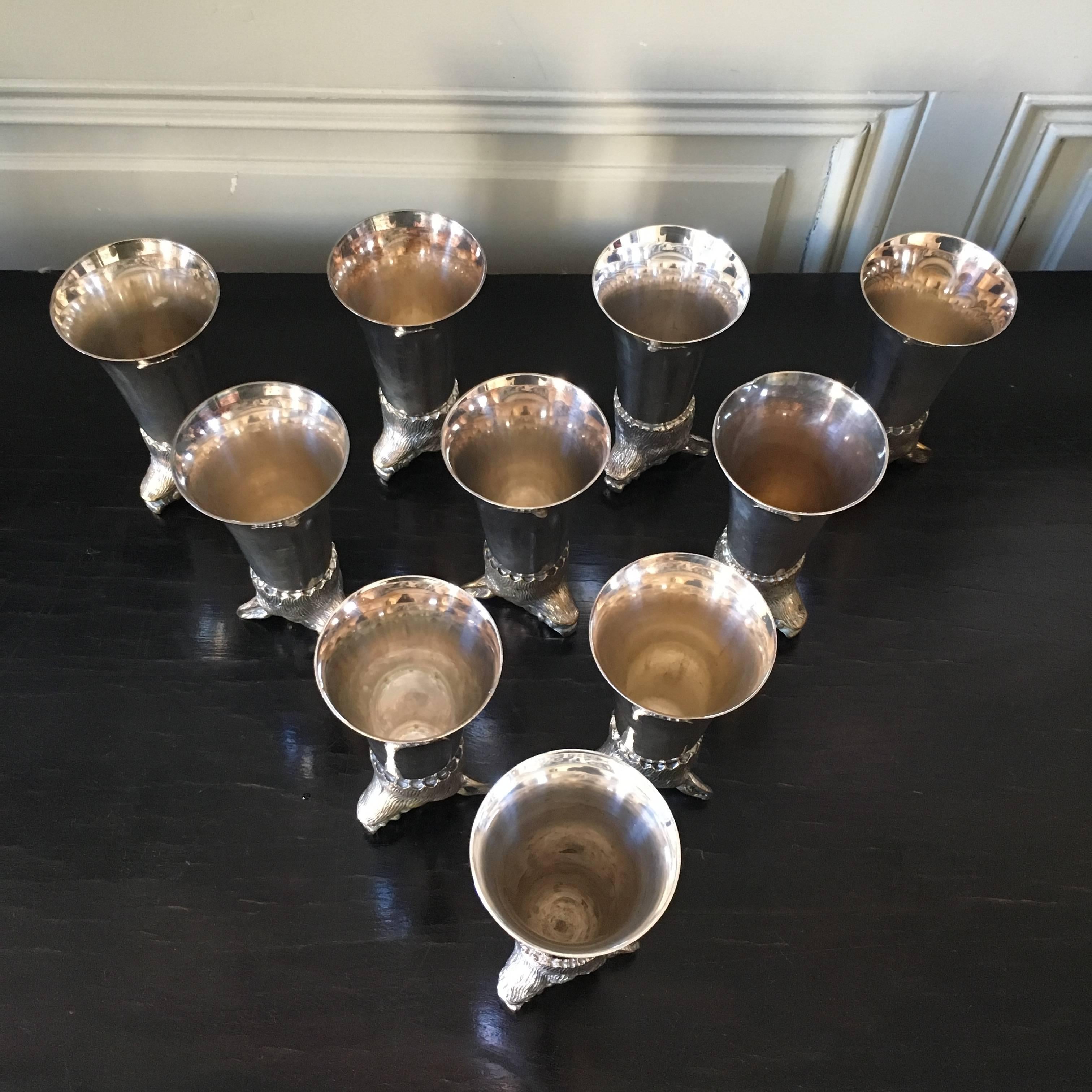 Mid-20th Century Rare Set of Ten Boar's Cups, Valenti Spain, circa 1950