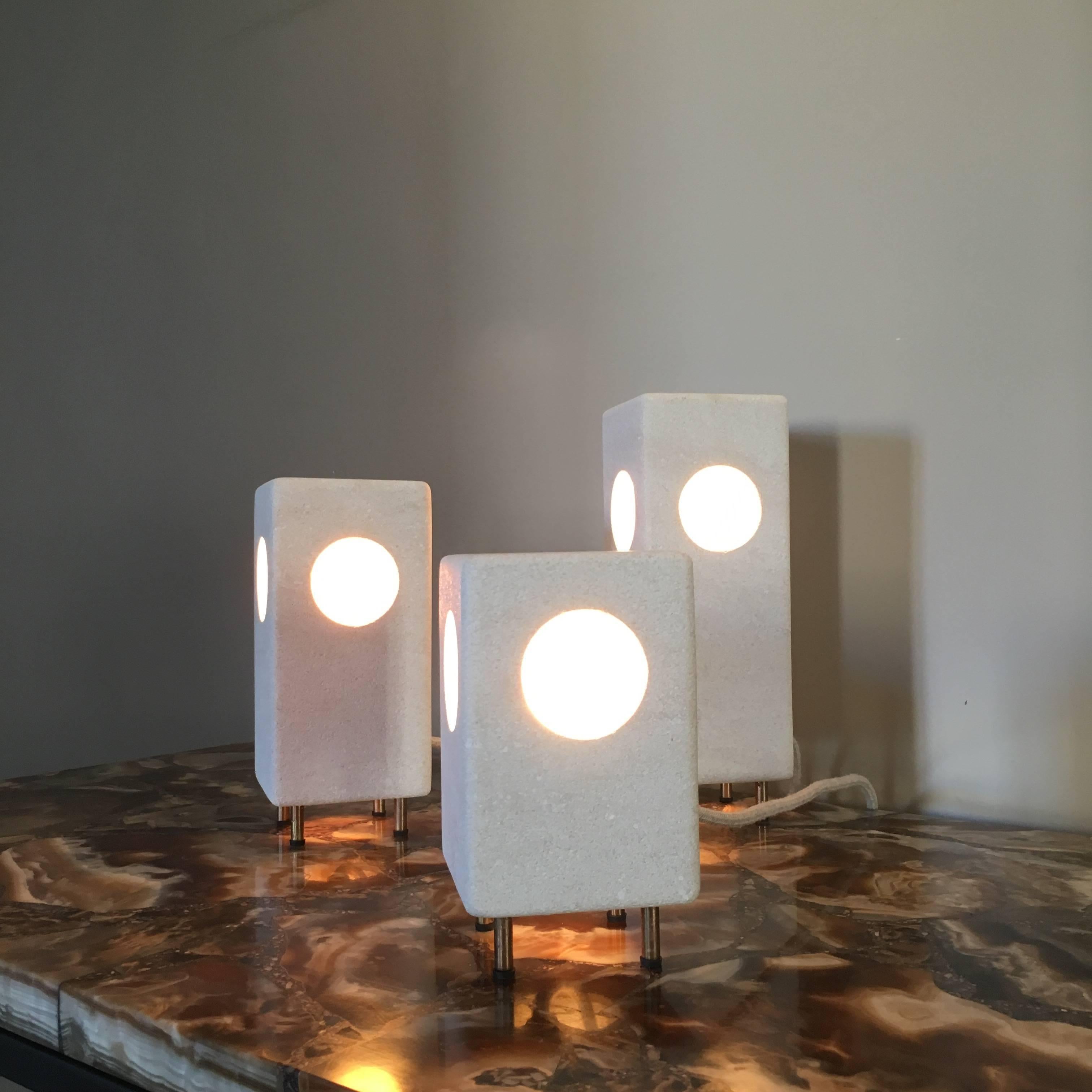 Set of Stone Table Lamps by Albert Tormos, France, circa 1980 In Excellent Condition In Fuveau, Provence