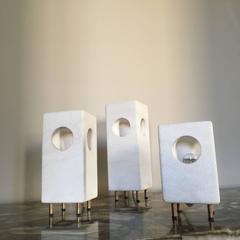 Set of Stone Table Lamps by Albert Tormos, France, circa 1980