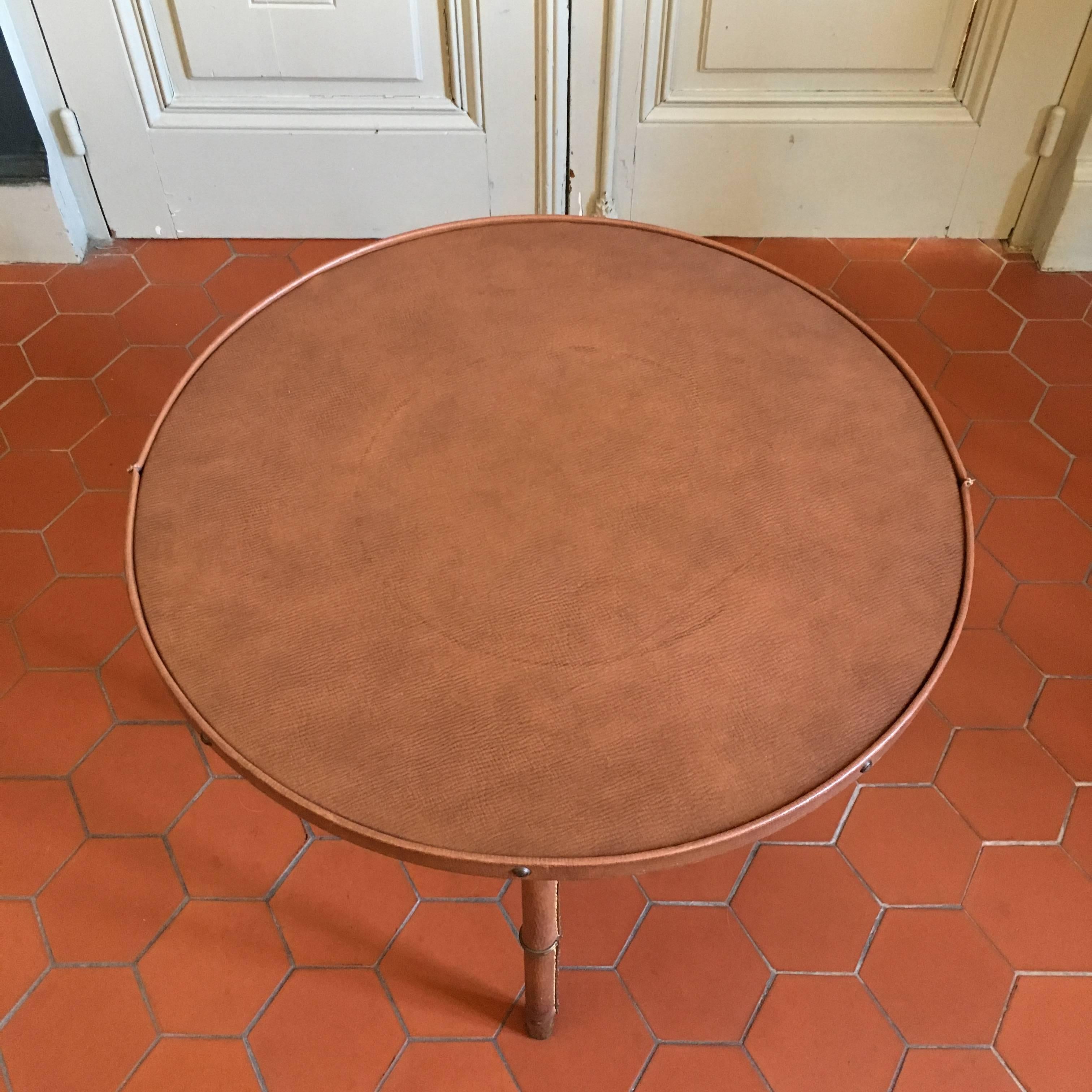 French Rare Coffee Table by Jacques Adnet, France, circa 1950 For Sale