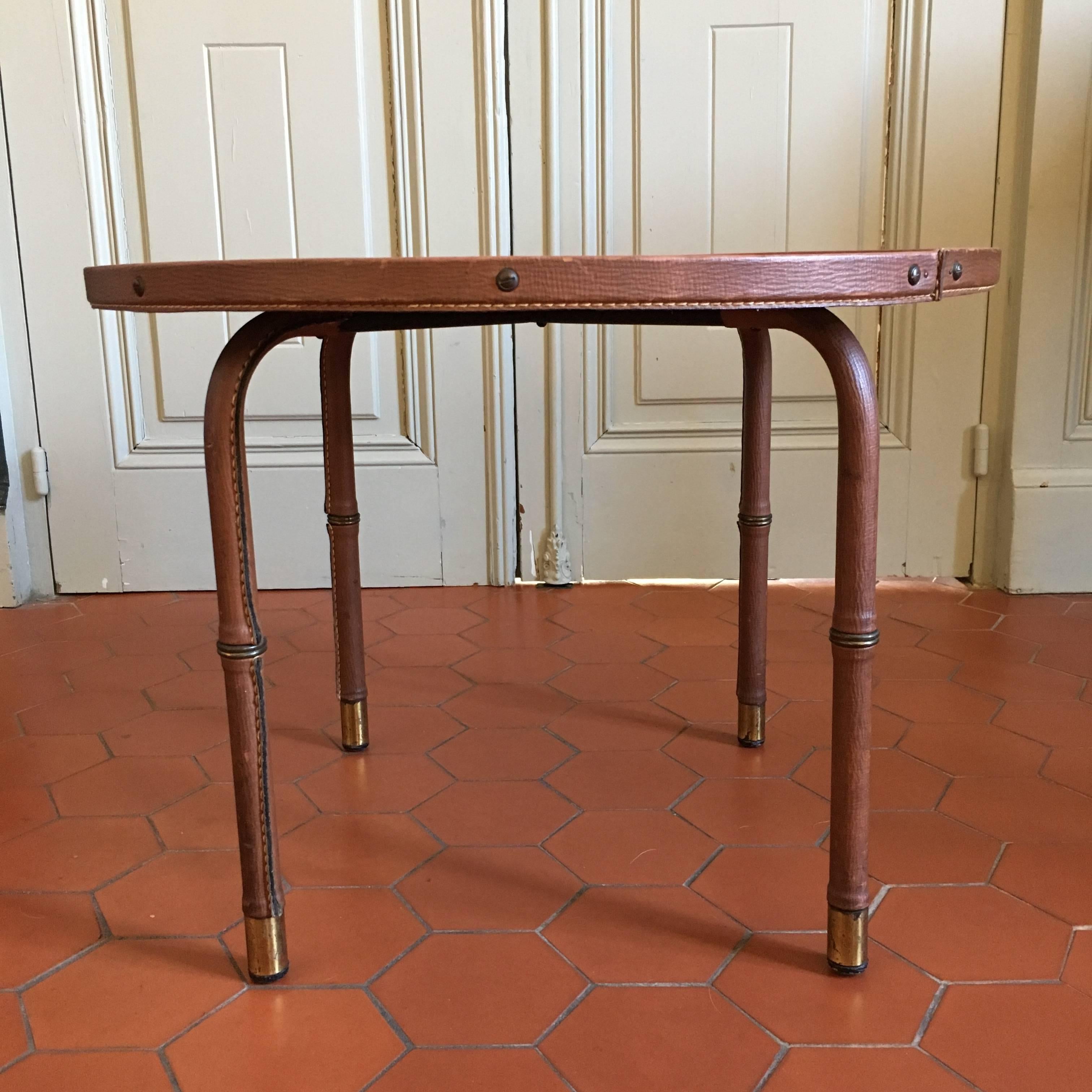 Rare Coffee Table by Jacques Adnet, France, circa 1950 In Good Condition For Sale In Fuveau, Provence