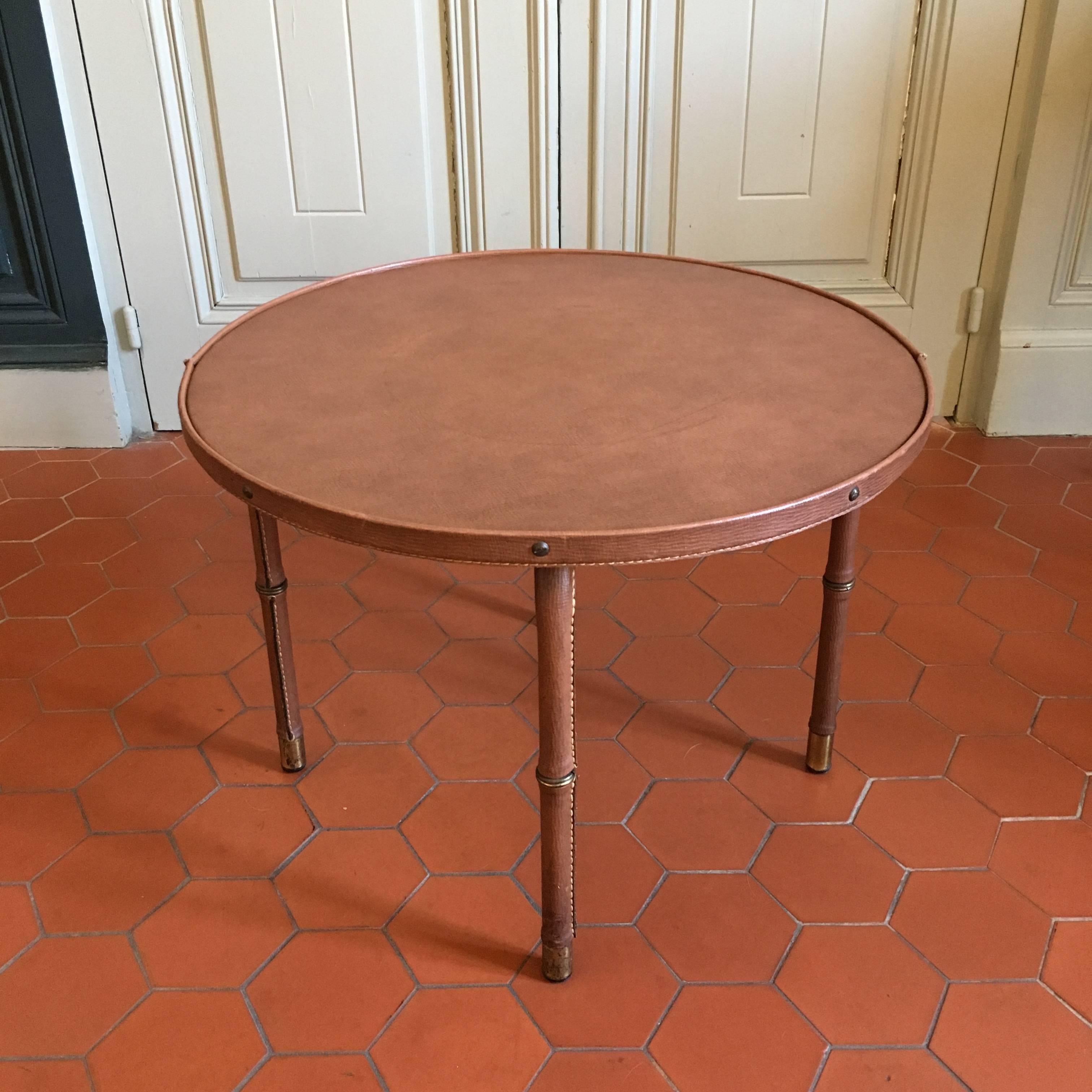 Mid-Century Modern Rare Coffee Table by Jacques Adnet, France, circa 1950 For Sale