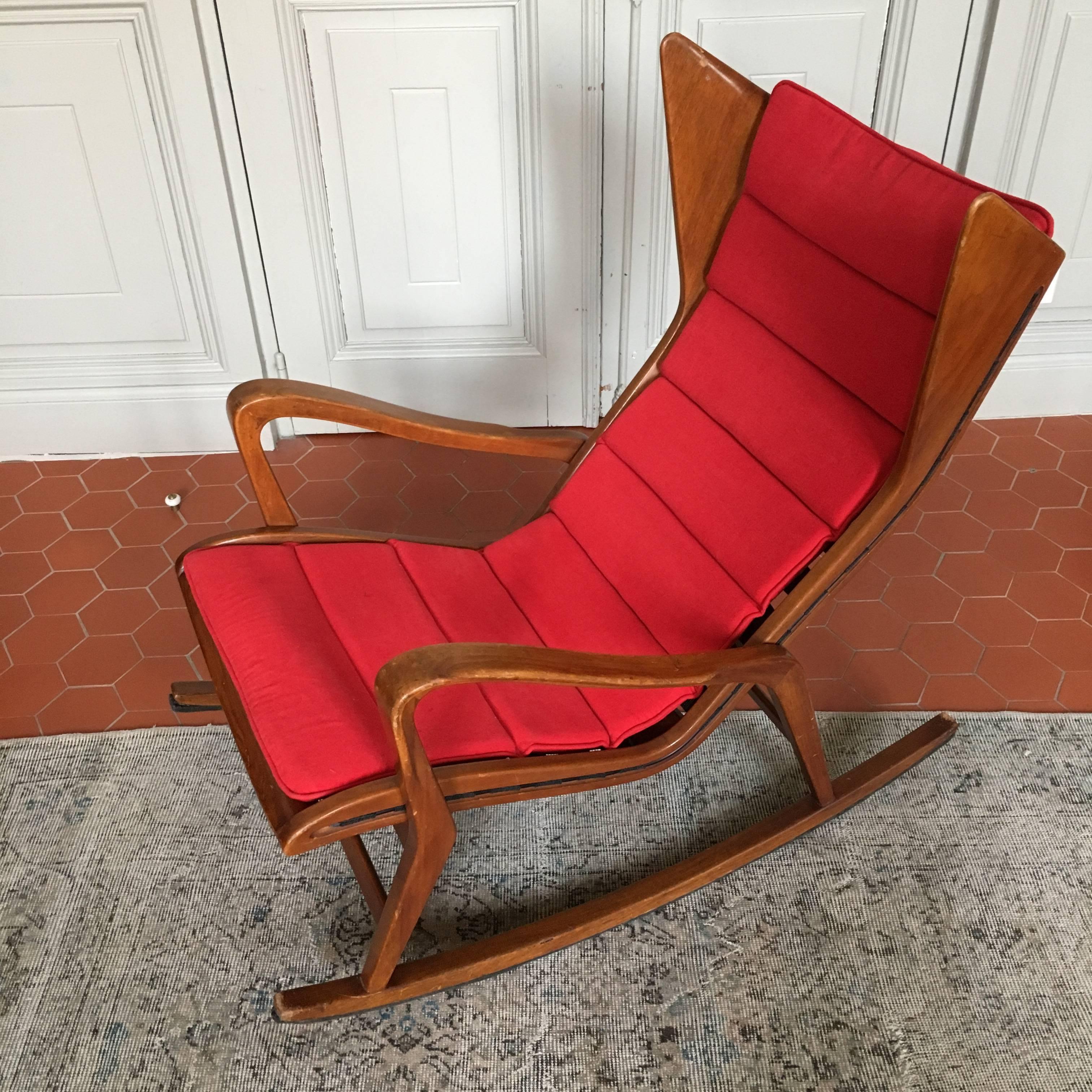 Italian Rare Rocking-Chair Model 572 by the Studio Tecnico Cassina, Italy, 1955