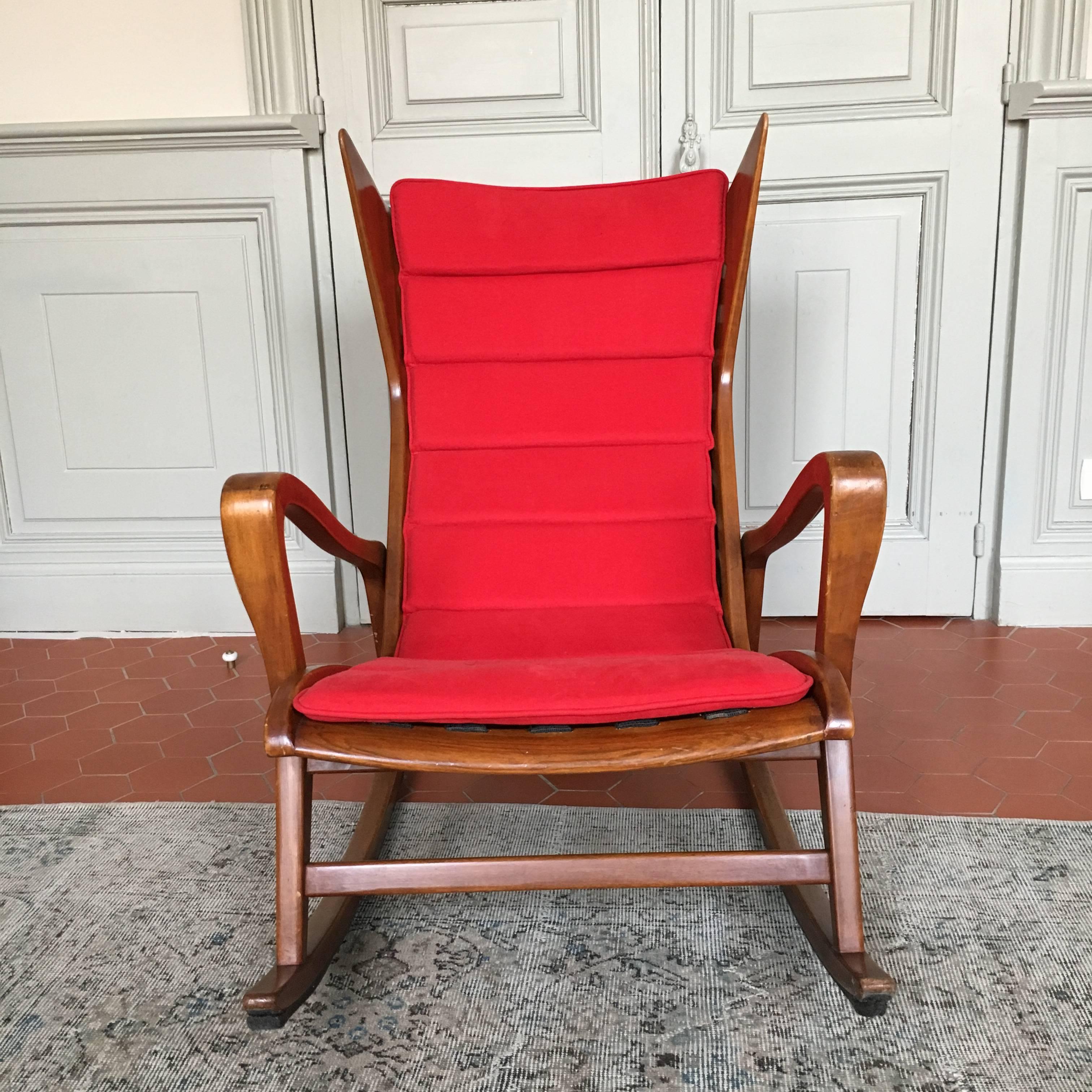 Mid-20th Century Rare Rocking-Chair Model 572 by the Studio Tecnico Cassina, Italy, 1955
