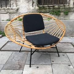 Rare Pair of Rattan Lounge Chairs by Janine Abraham & Dirk Jan Rol; France, 1950