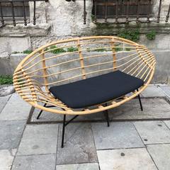 Rare Rattan Sofa by Janine Abraham & Dirk Jan Rol, France, circa 1950