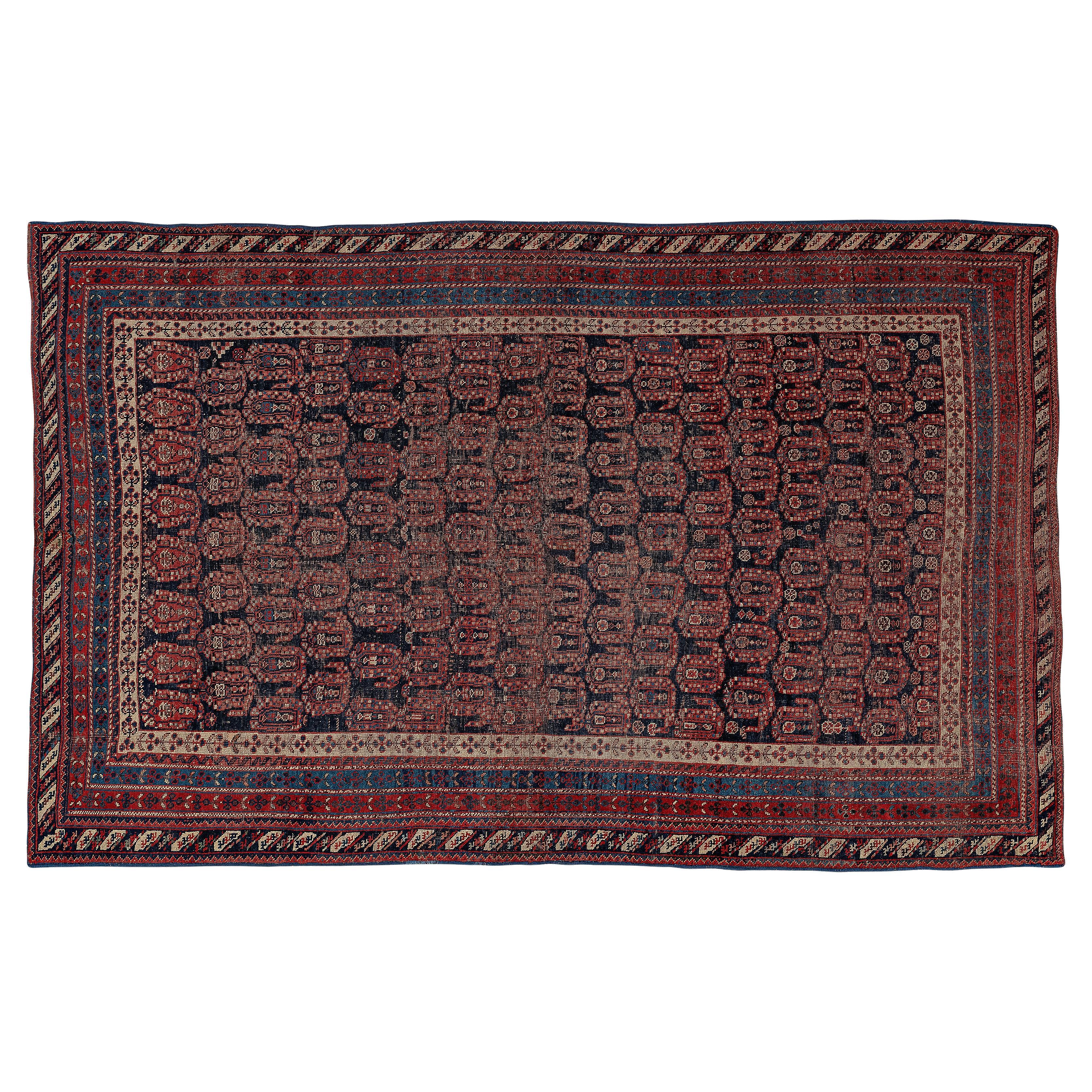 19th Antique Persian Afshar Rug For Sale
