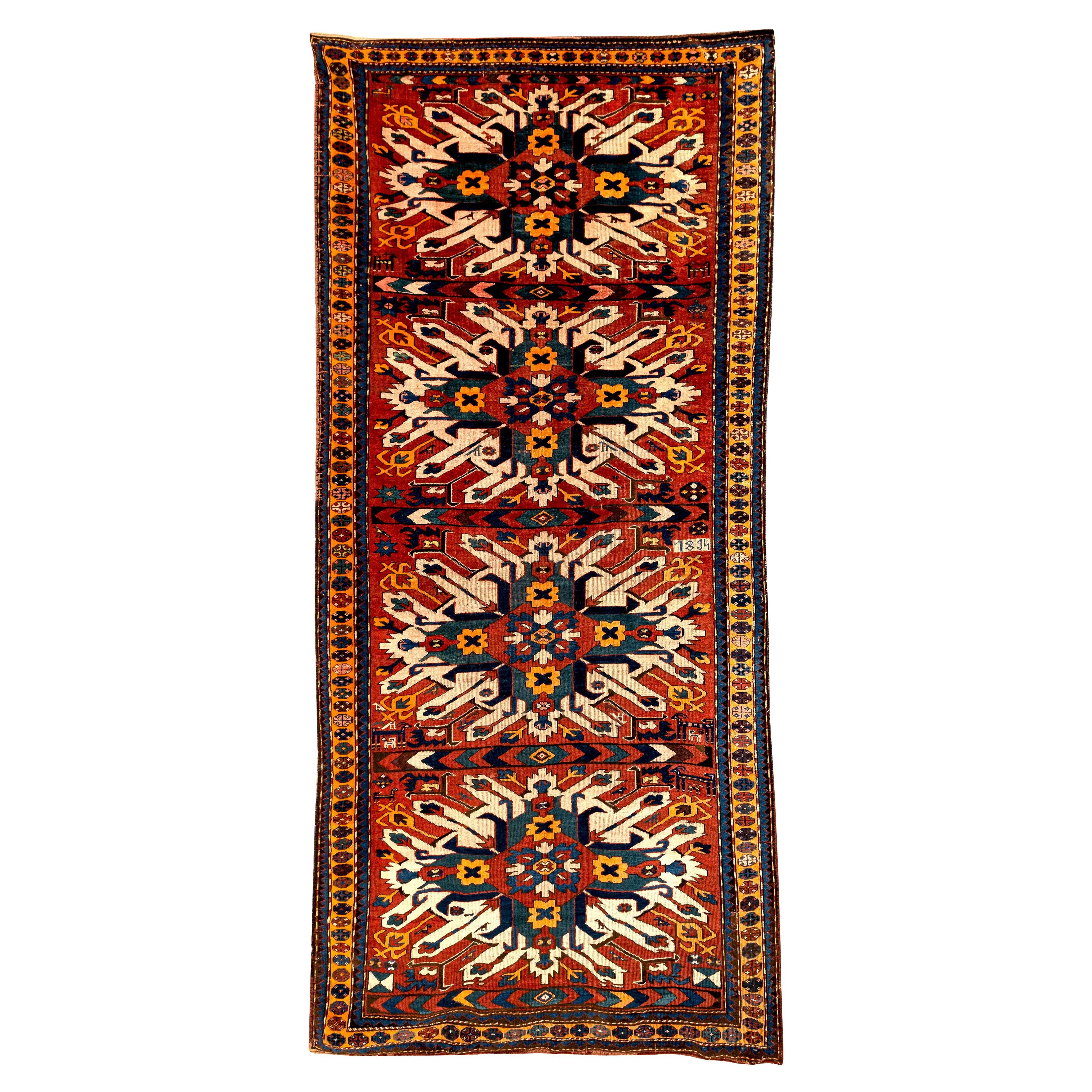 19th Century Antique Caucasian Eagle Kazak Rug
