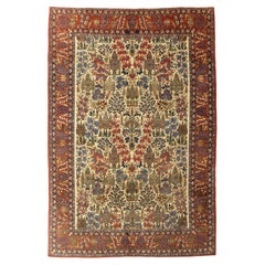 Antique Persian Isfahan Garden Paradise Carpet