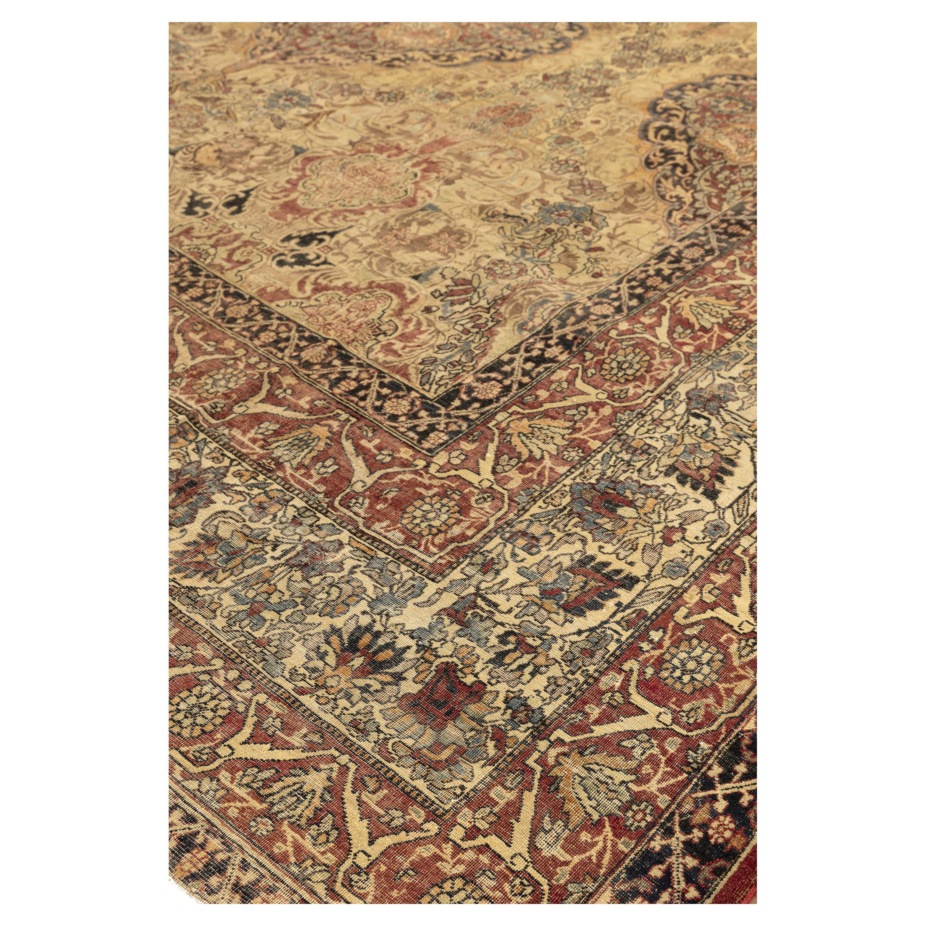Kerman Lavar – Southern Persia

This magnificent Kerman Lavar features a design that catches the eye for its intricate floral motifs and use of plenty of colours. The carpet has a rich design that resembles a multicoloured garden with palm leaves