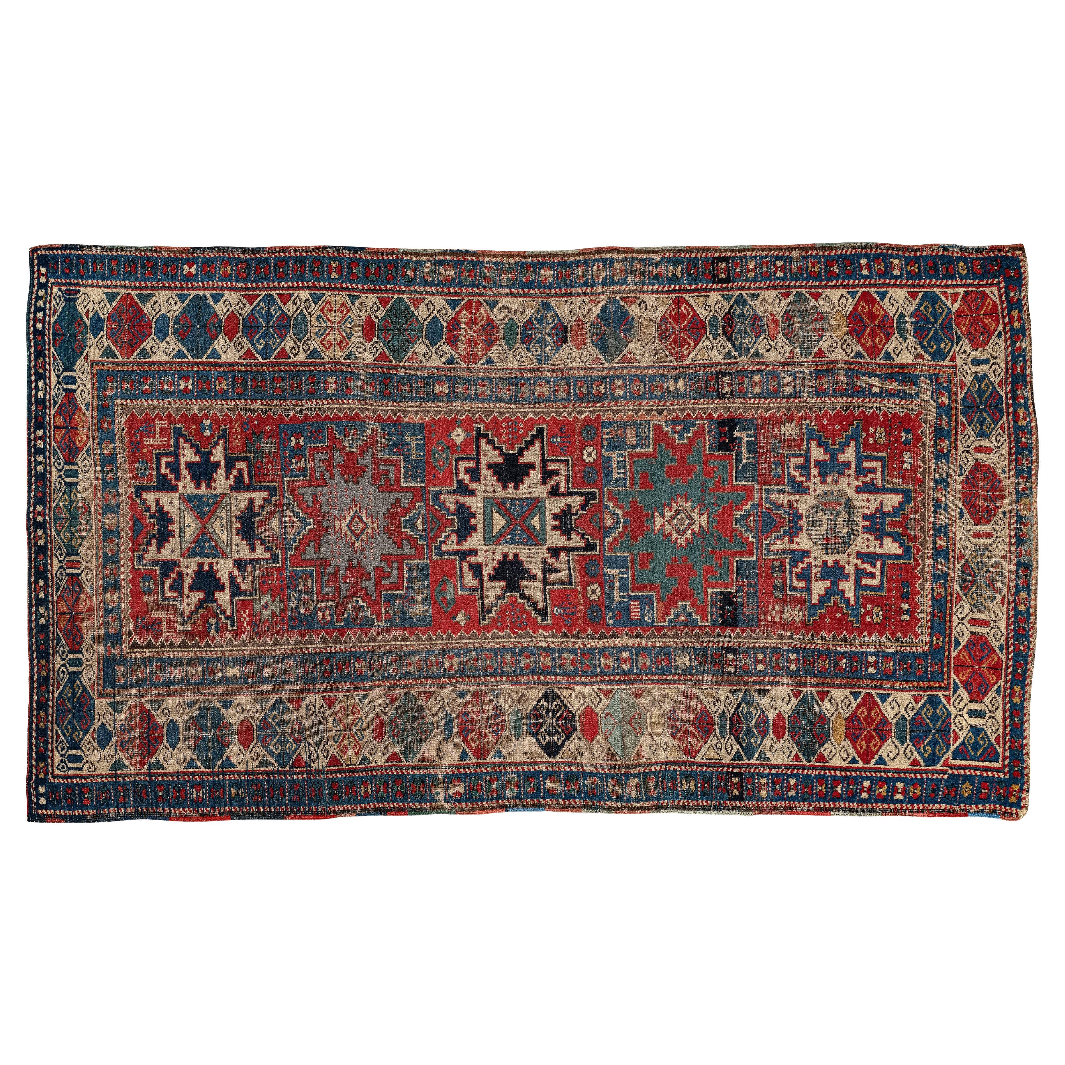 19th Century Antique Lesghi Caucasian Rug