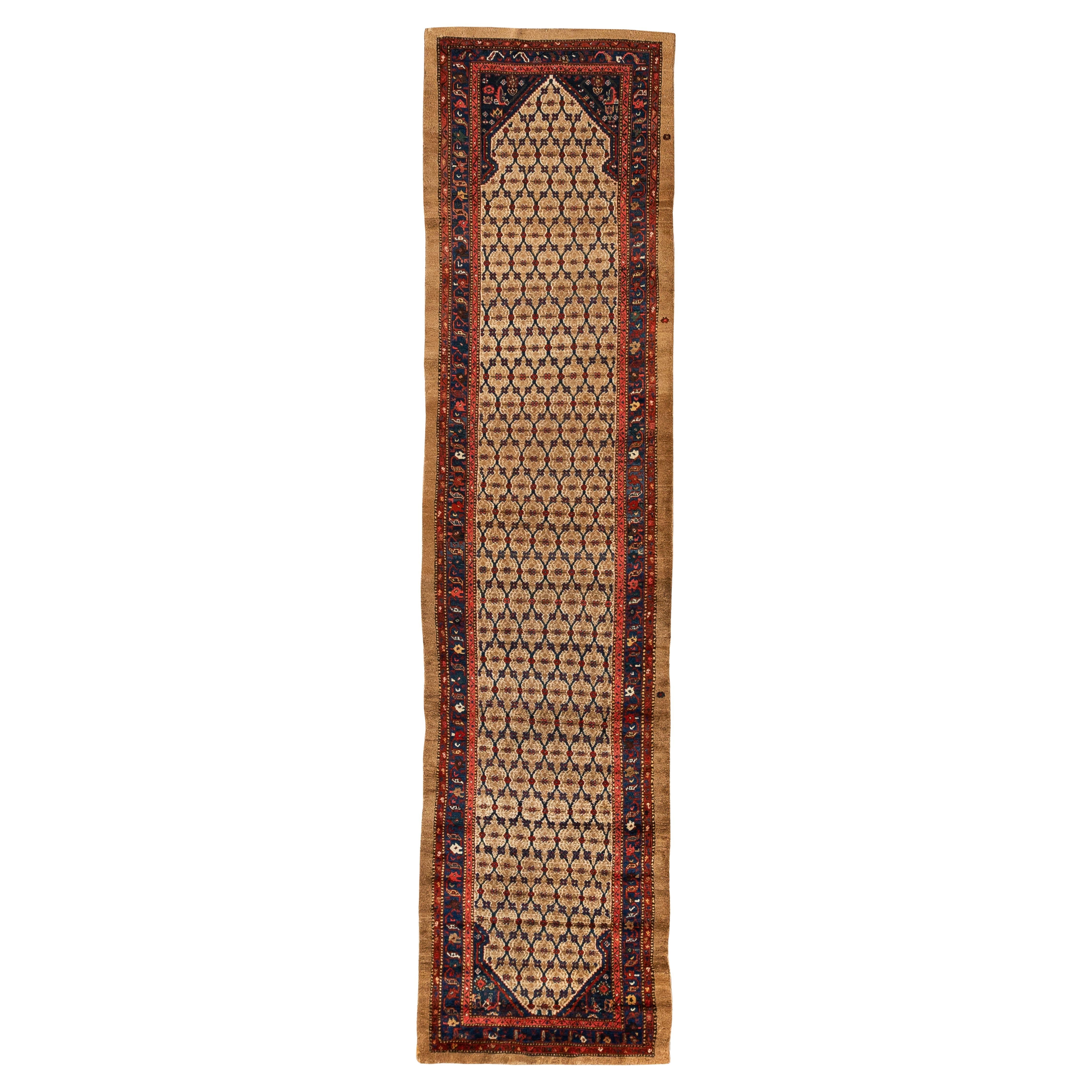 Tapis de couloir long persan ancien Malayer en vente