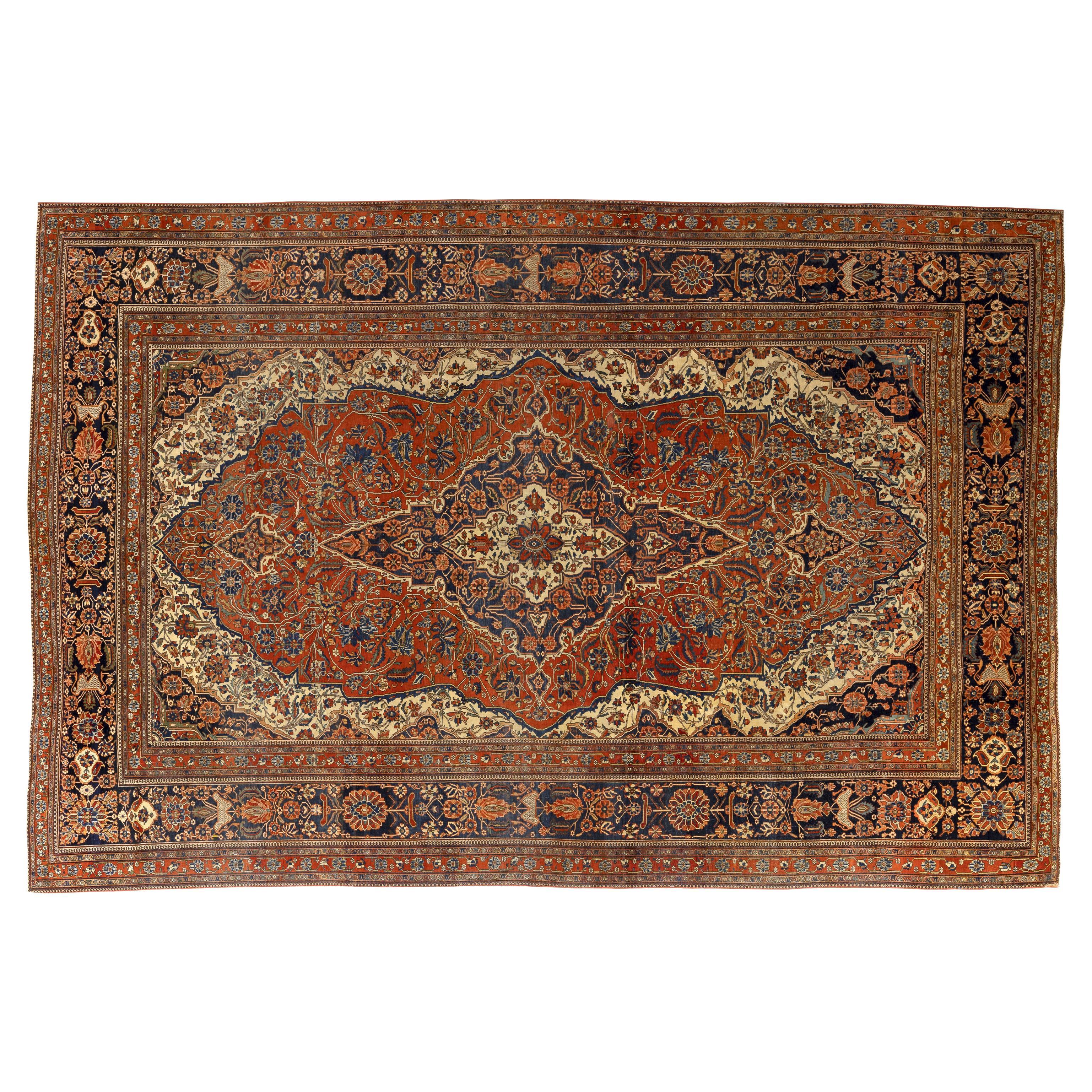 19th Century Antique Mohtasham Kashan For Sale
