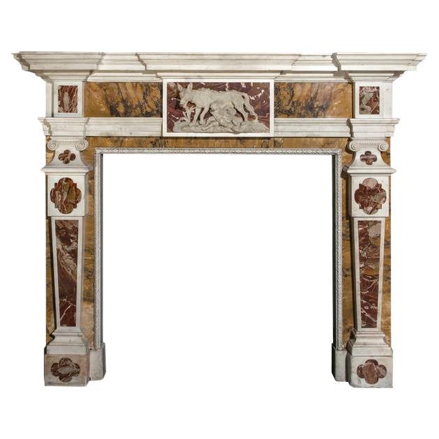 Jasper and Siena Palladian Mantel For Sale