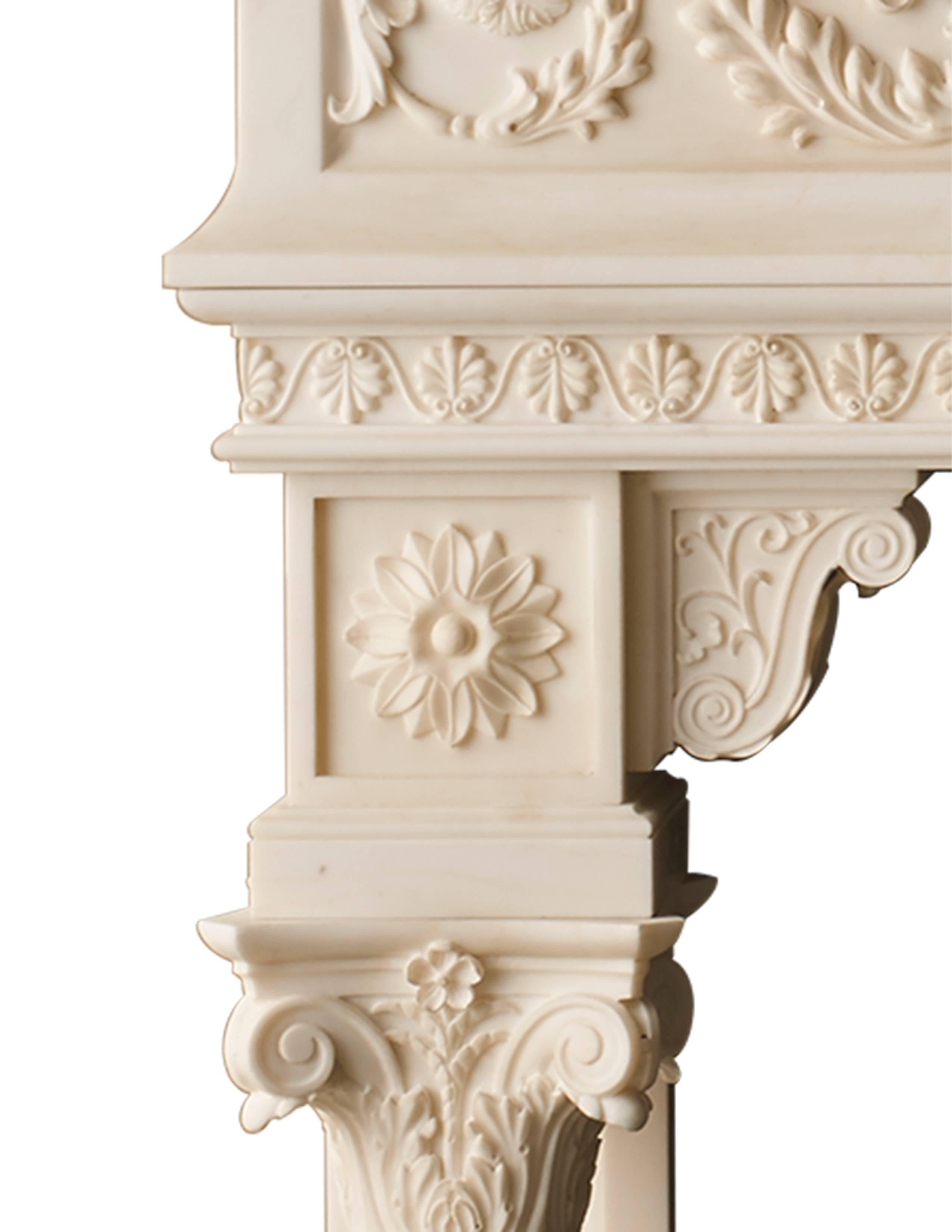 Rococo Highly Carved Italian Style Mantel in Marble 'The Bellagio'