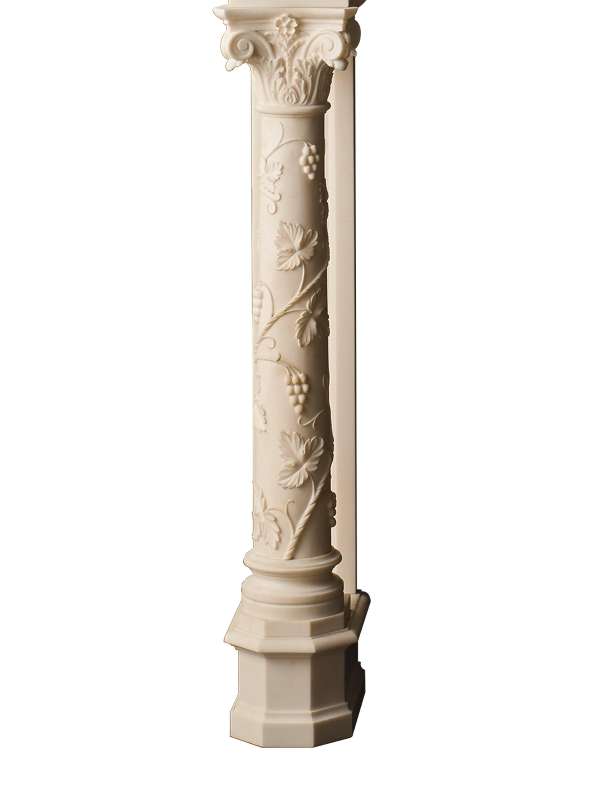 European Highly Carved Italian Style Mantel in Marble 'The Bellagio'