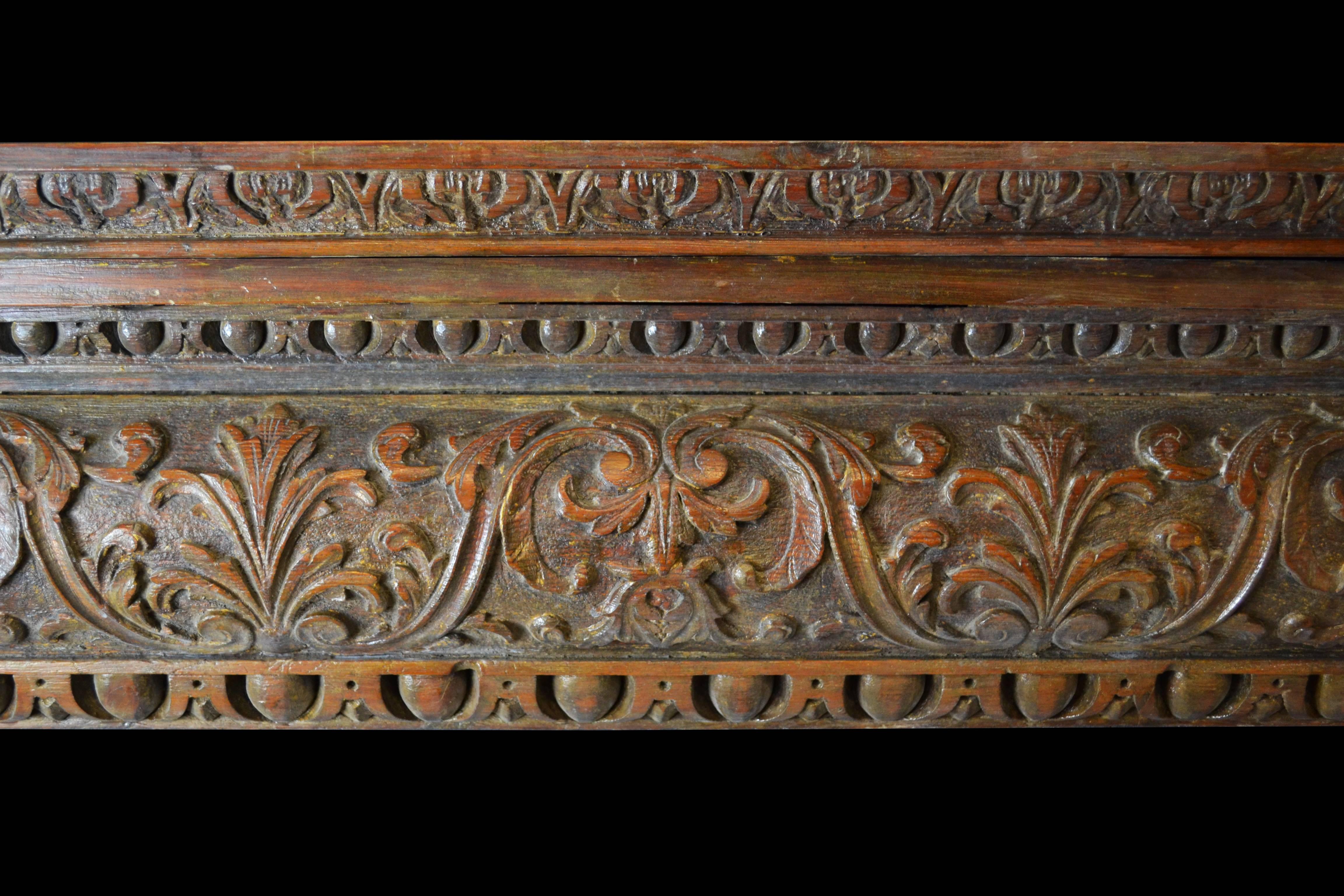 Georgian 18th Century Carved Oak Mantel, GEO-ZD11