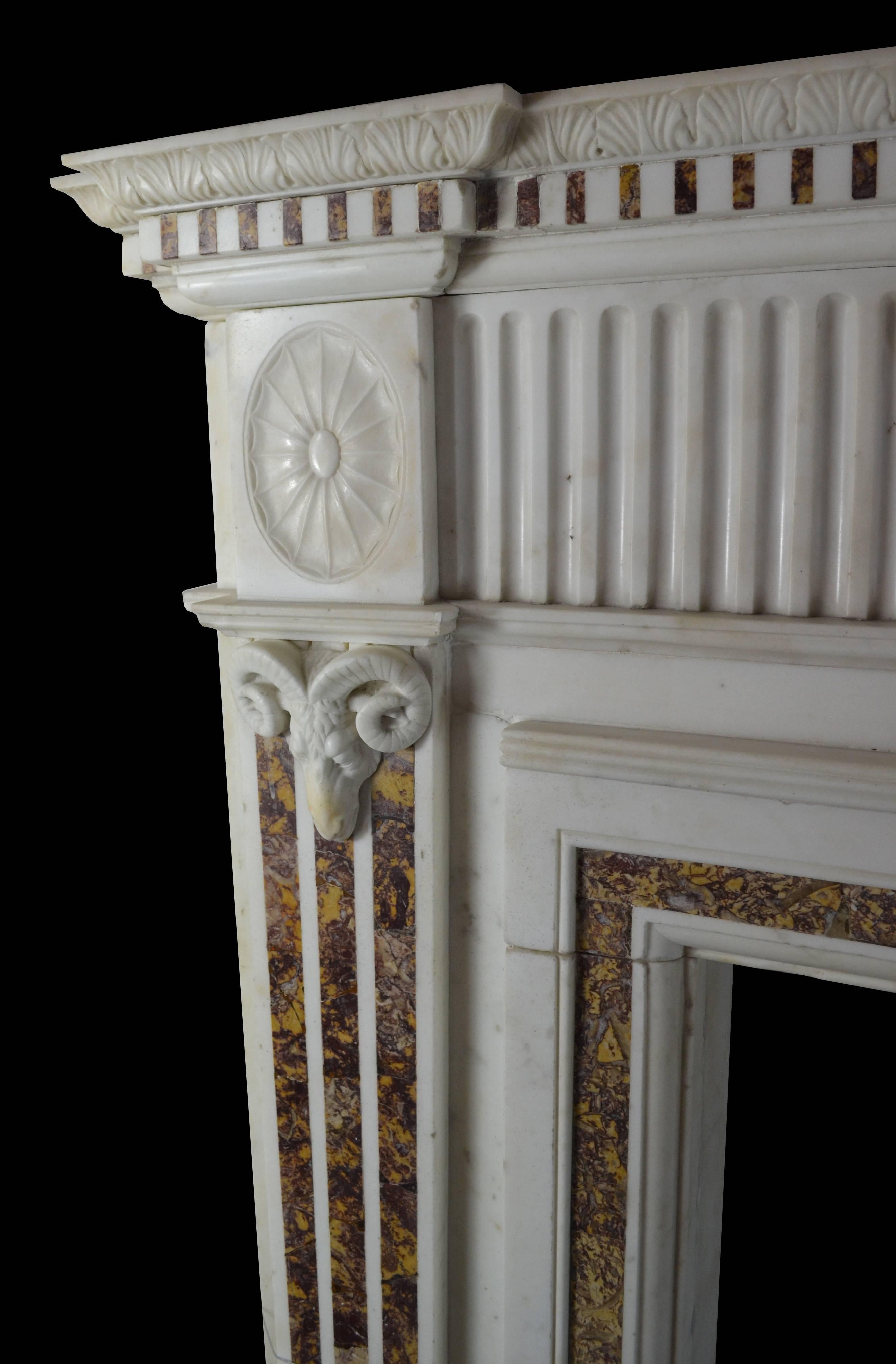 British 18th Century Georgian Mantel with Brocatella Inlays and Fine Carving 'GEO-ZE54' For Sale