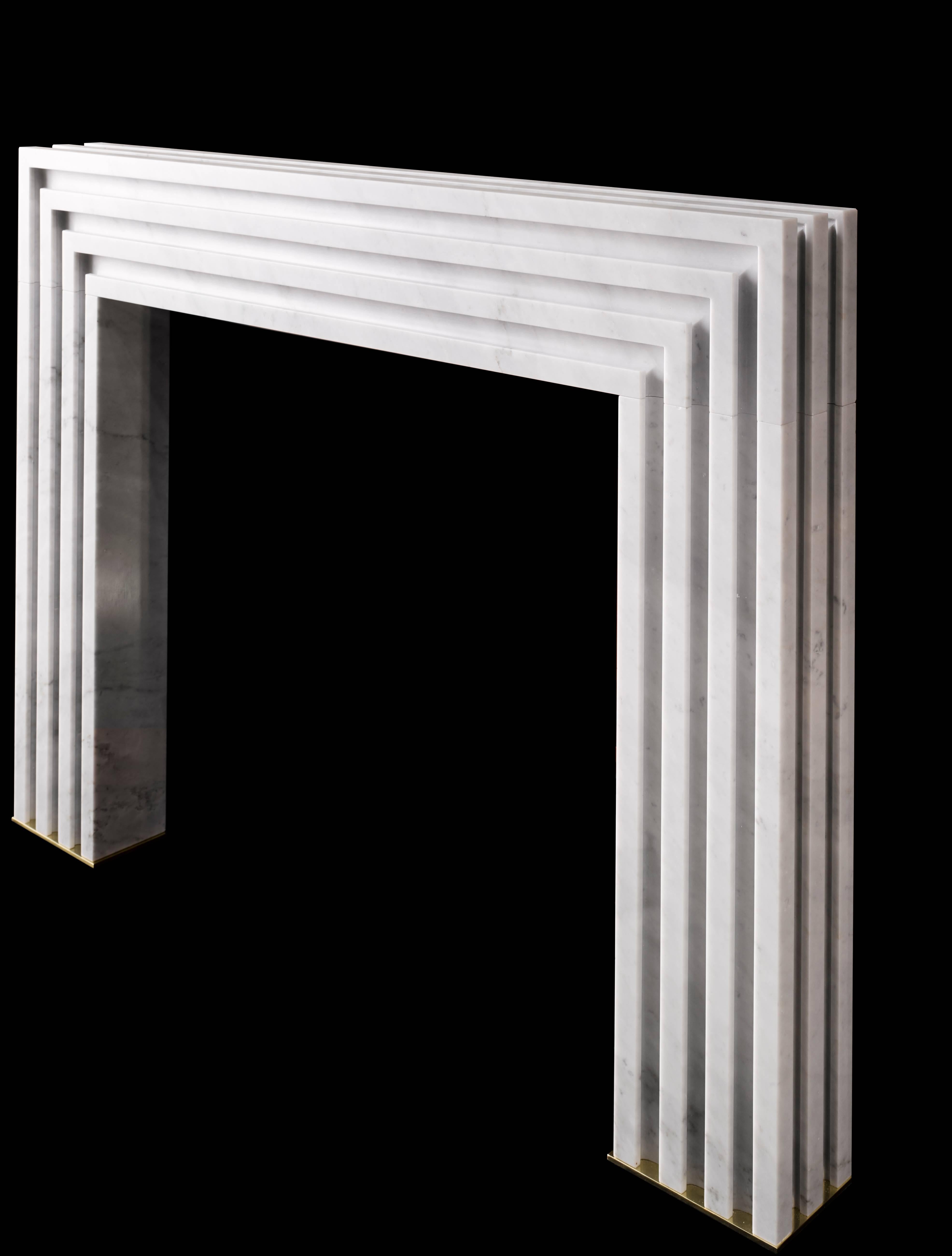 Modern Rubicon Mantel by Pembrooke and Ives in Carrara Marble