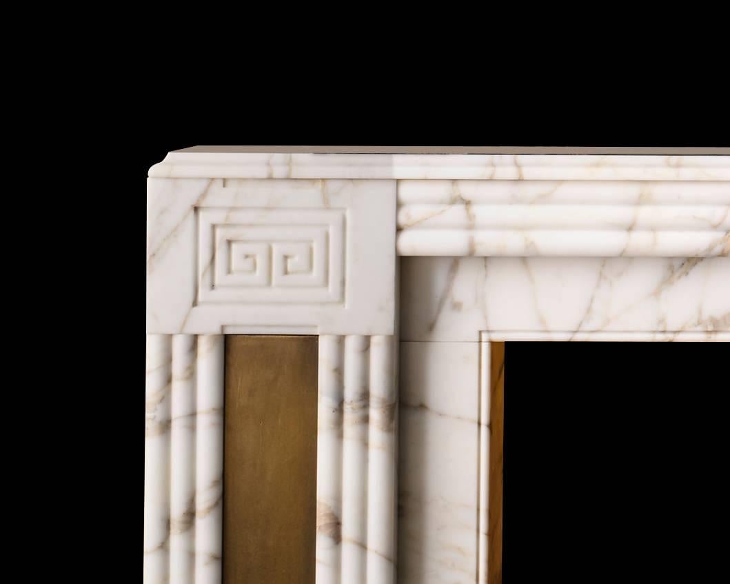 The Soane VII designed by Sir John Soane, and licensed by his foundation. This mantel is a reproduction of Soane's fireplace found in the old Bank of England. It exemplifies Soane's unique ability to re-interpret classical form and produce a design